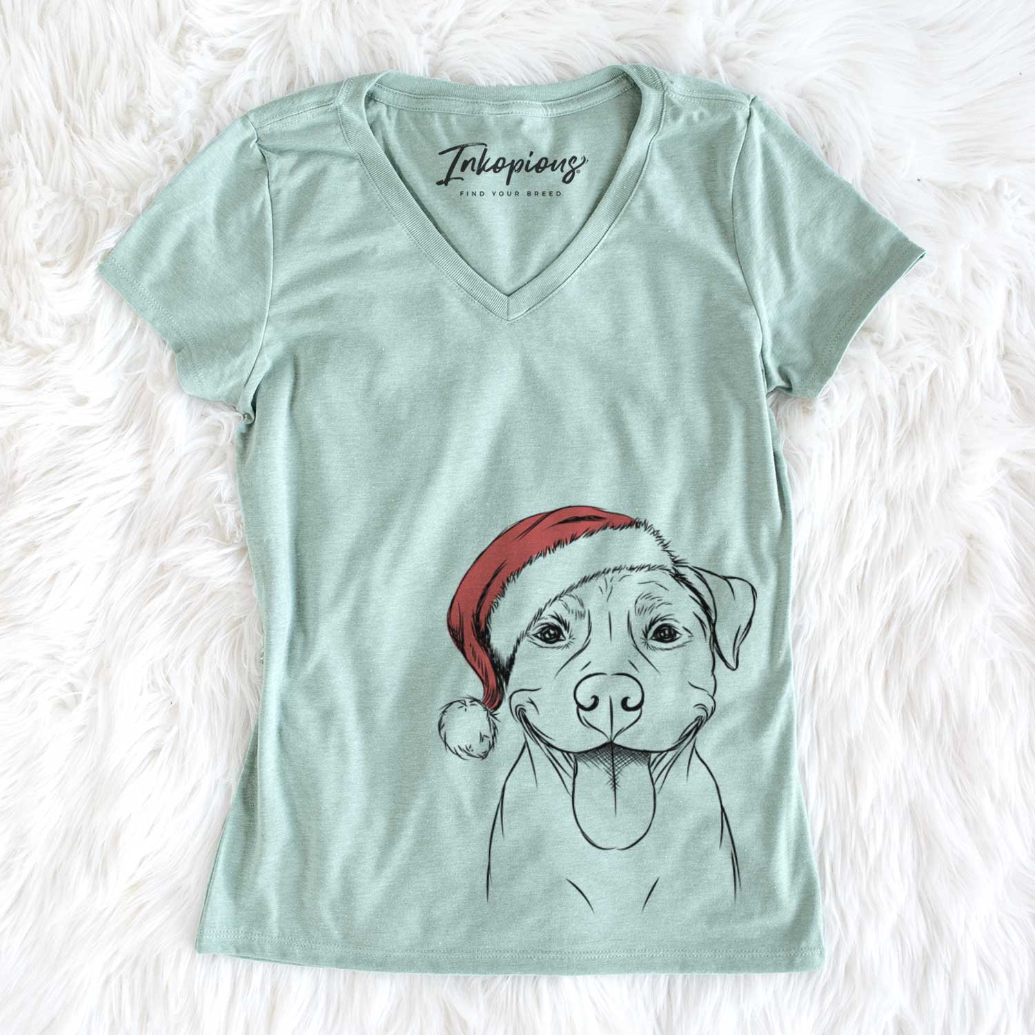 Santa Parker the Pitbull - Women's V-neck Shirt