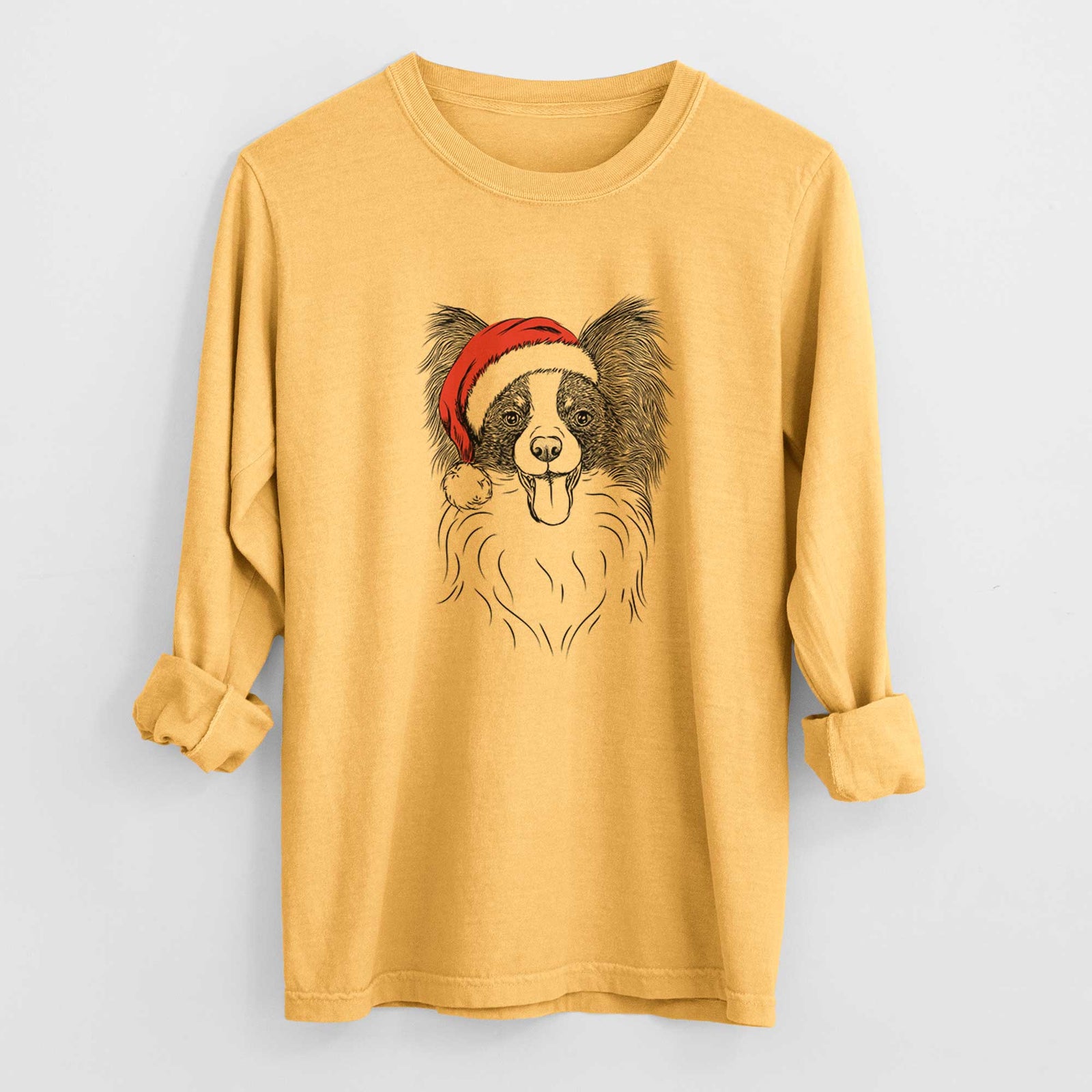 Santa Patrick the Papillon - Heavyweight 100% Cotton Long Sleeve