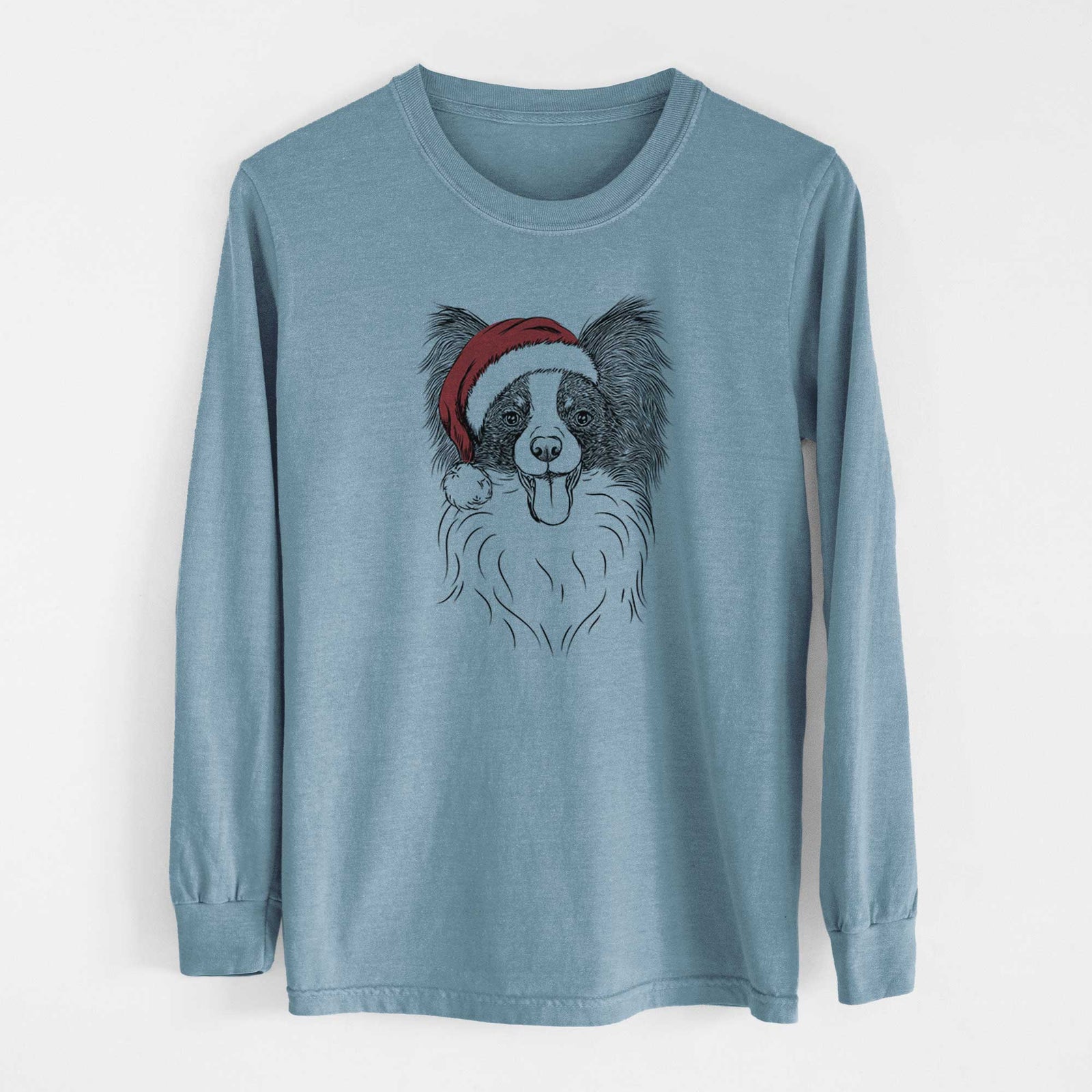 Santa Patrick the Papillon - Heavyweight 100% Cotton Long Sleeve