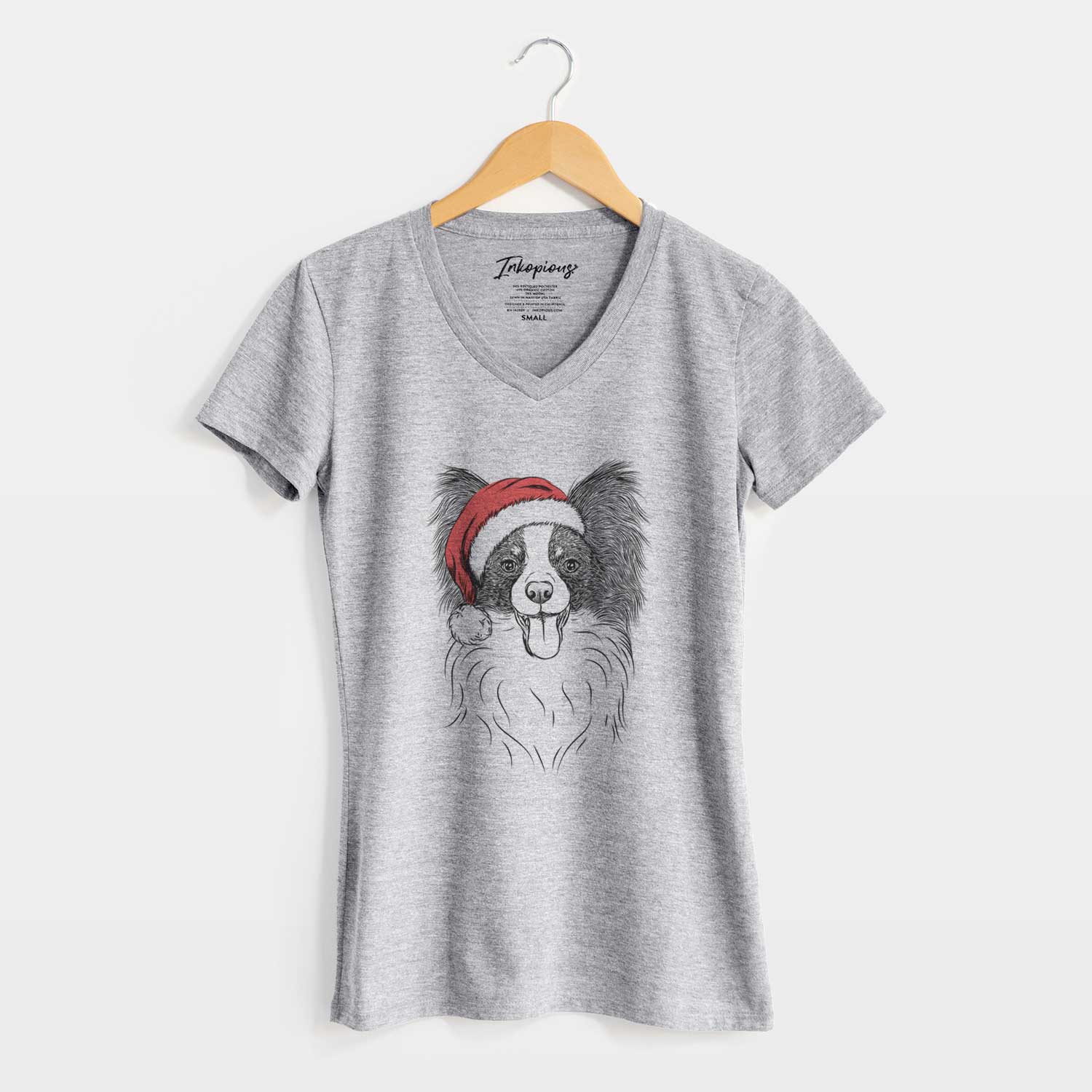 Santa Patrick the Papillon - Women's V-neck Shirt