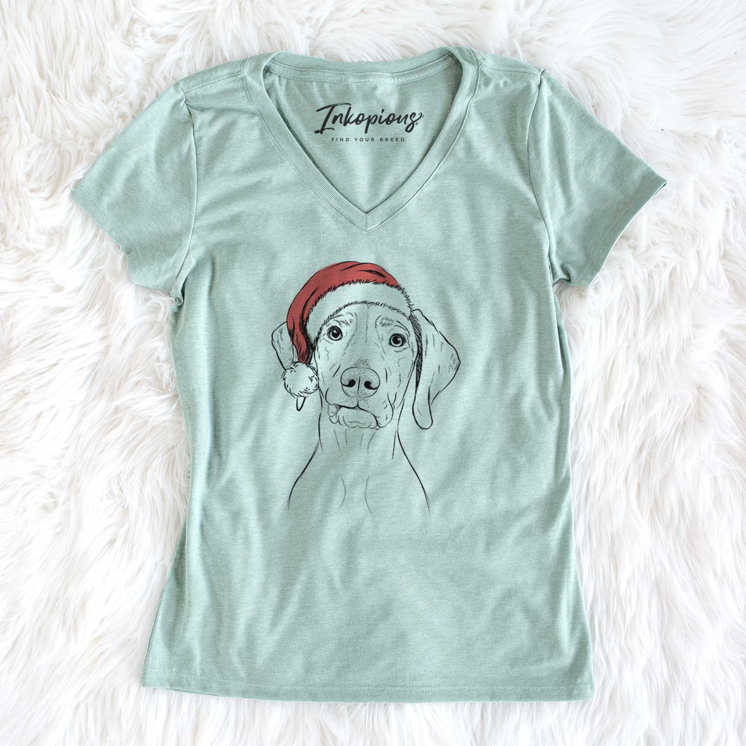 Santa Pawley the Vizsla - Women's V-neck Shirt