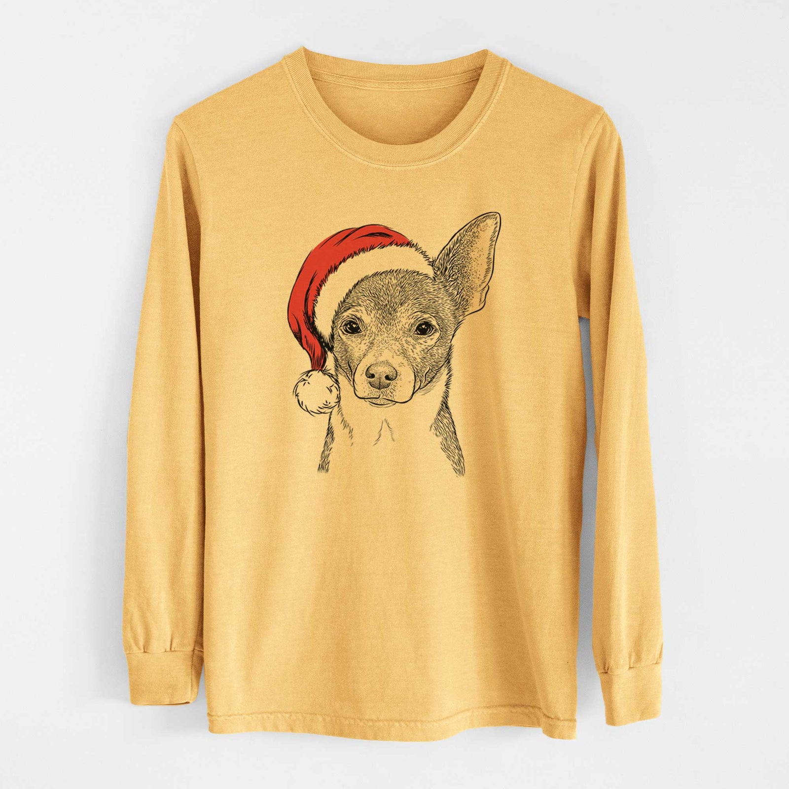 Santa Peanut the Chihuahua - Heavyweight 100% Cotton Long Sleeve