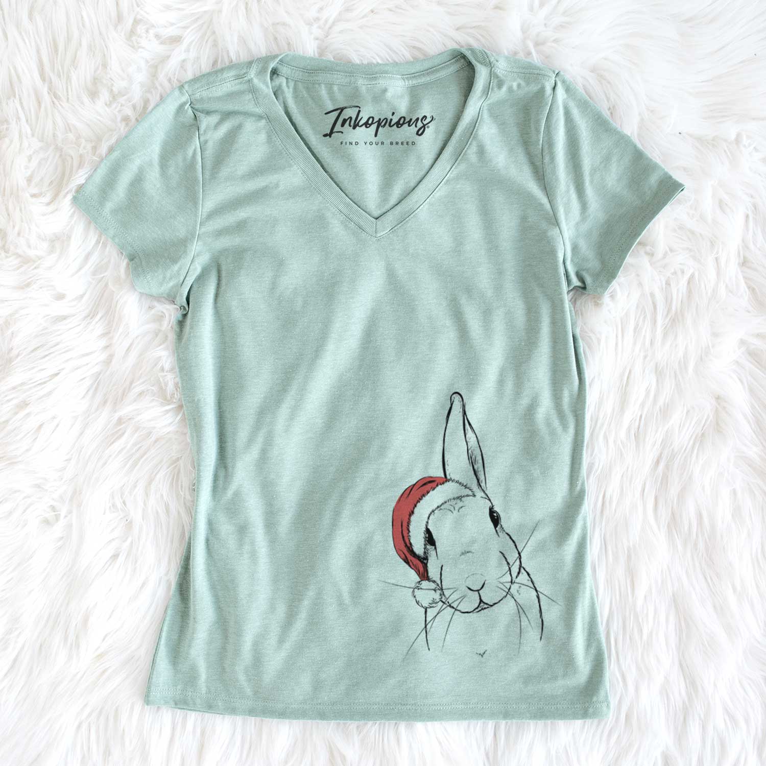 Santa Penny the Belgian Hare - Women's V-neck Shirt