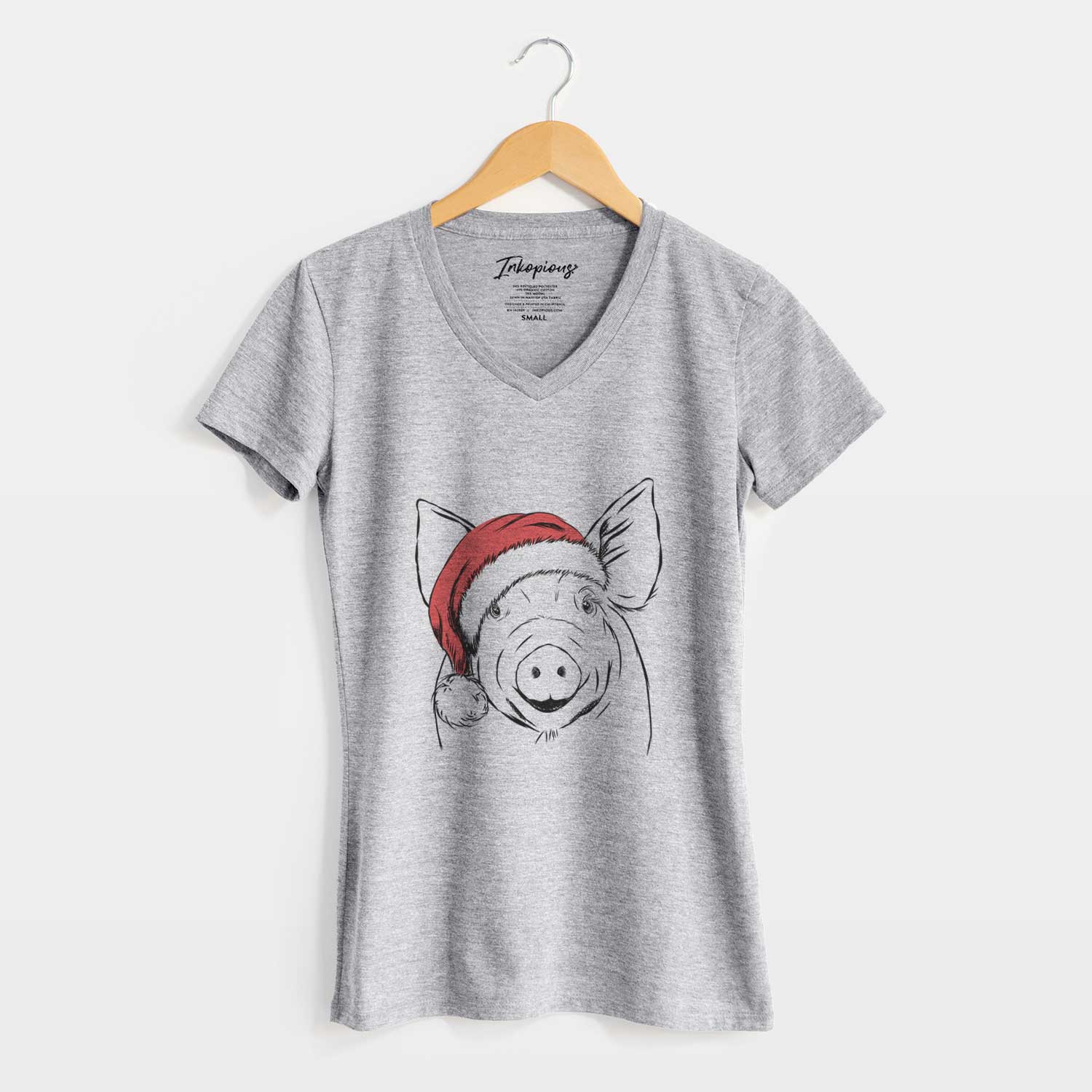 Santa Perry the Pig - Women's V-neck Shirt