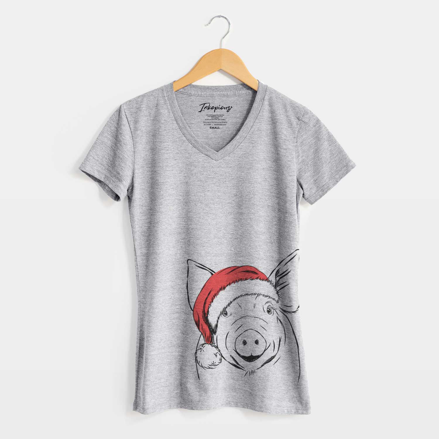Santa Perry the Pig - Women's V-neck Shirt
