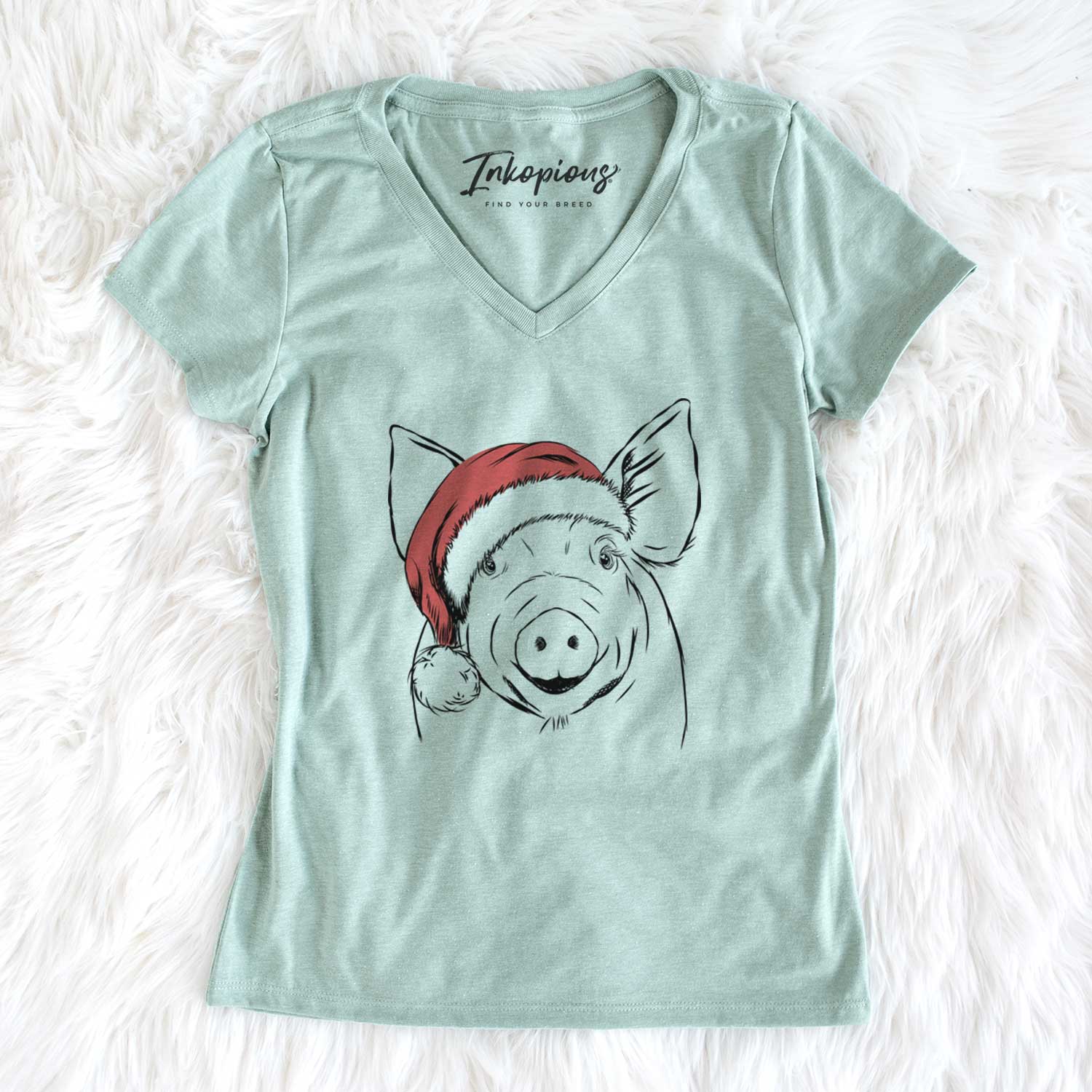 Santa Perry the Pig - Women's V-neck Shirt