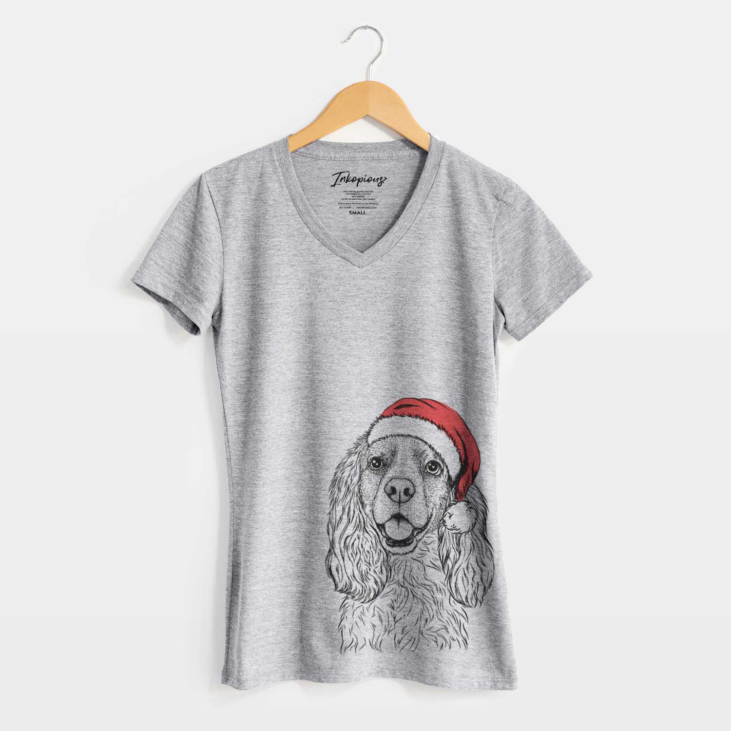 Santa Perry the Cockalier - Women's V-neck Shirt