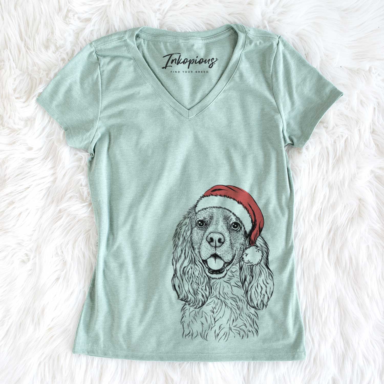 Santa Perry the Cockalier - Women's V-neck Shirt