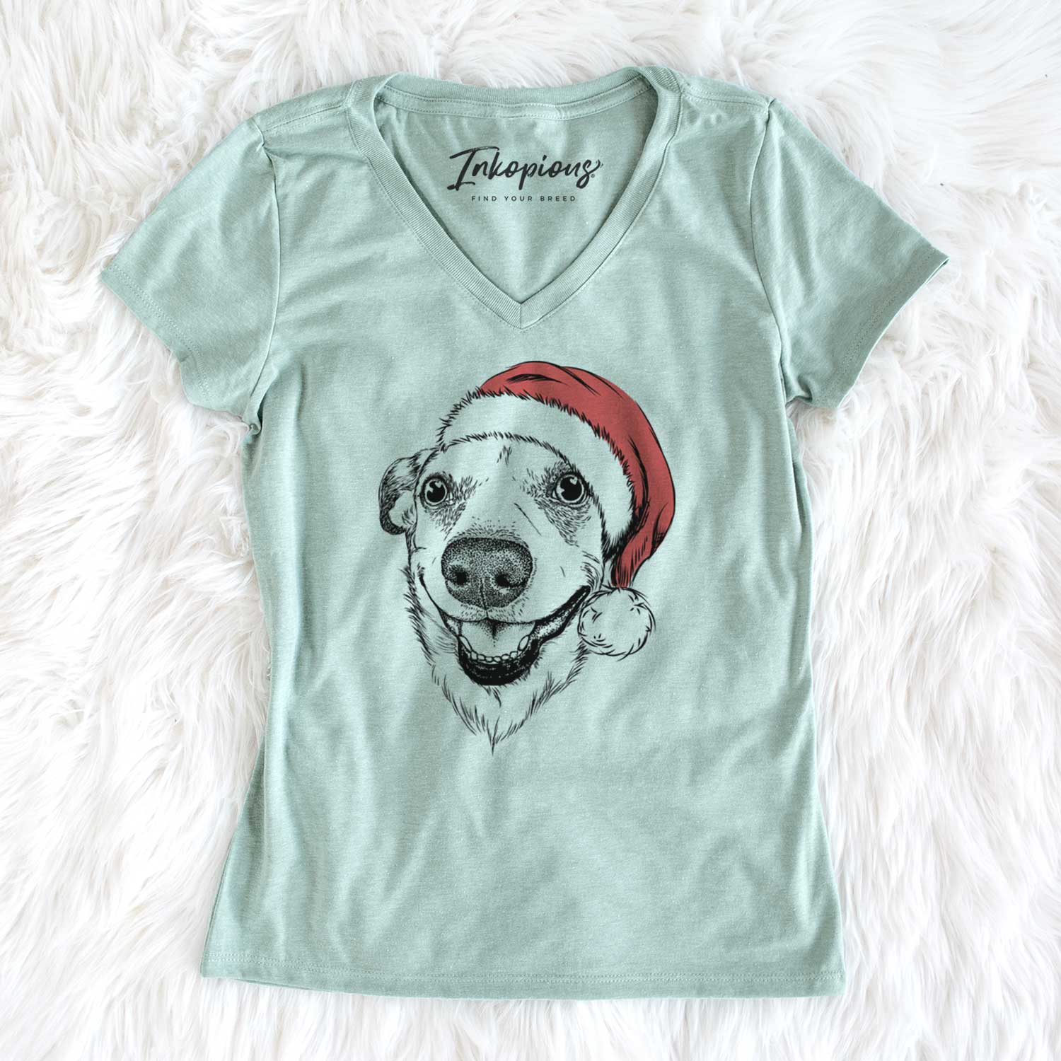 Santa Petrah the Staffy Mix - Women's V-neck Shirt