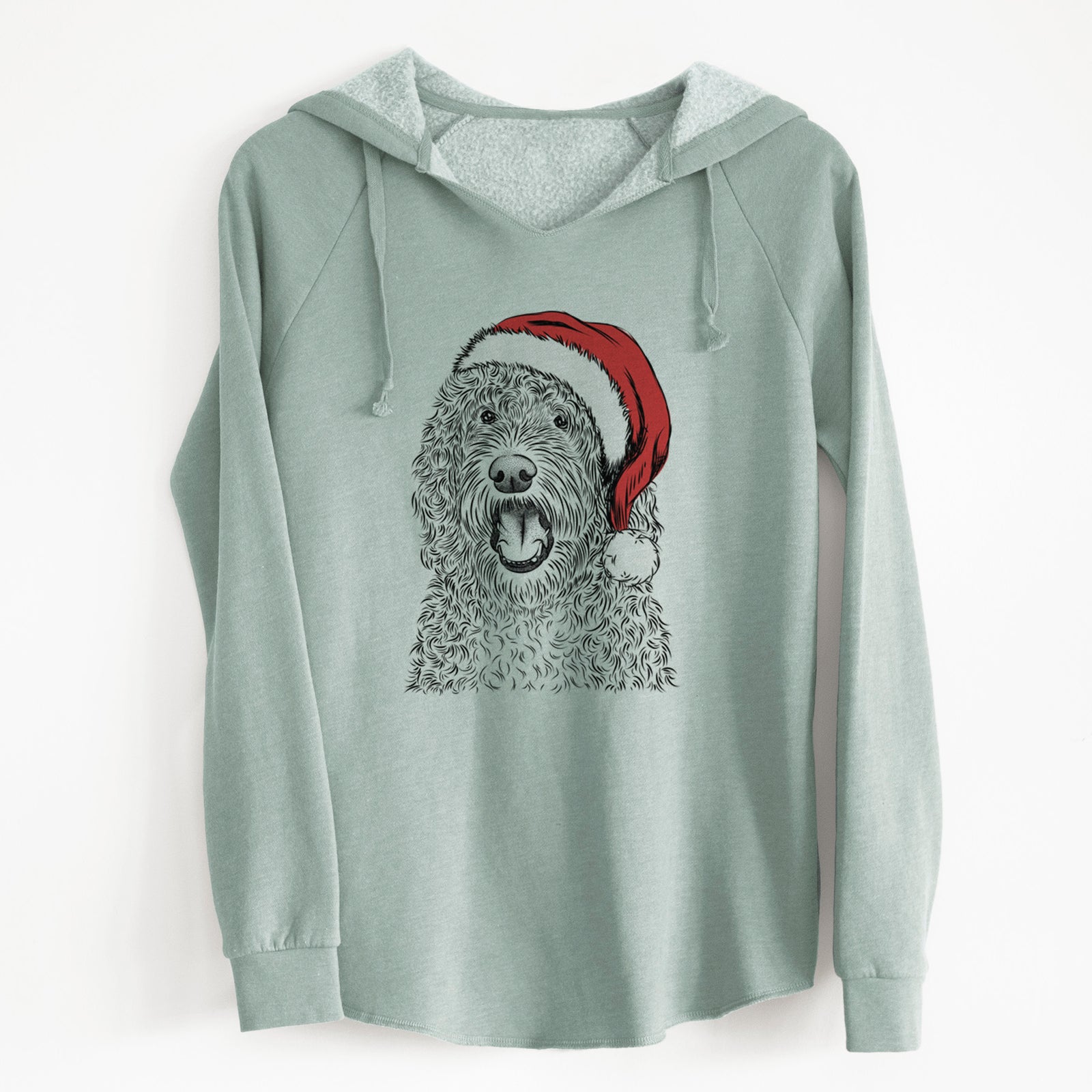 Santa Phillip the Portuguese Water Dog - Cali Wave Hooded Sweatshirt