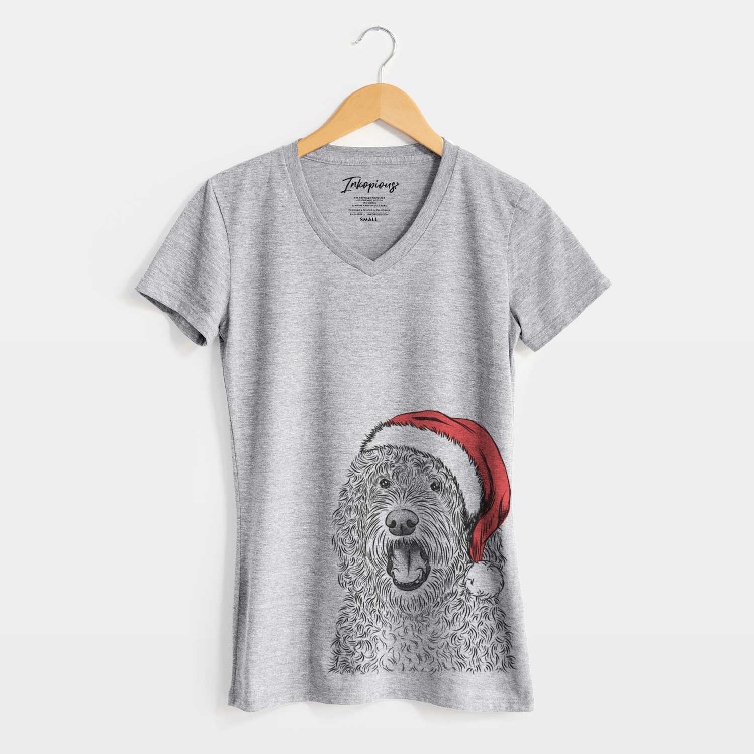 Santa Phillip the Portuguese Water Dog - Women's V-neck Shirt