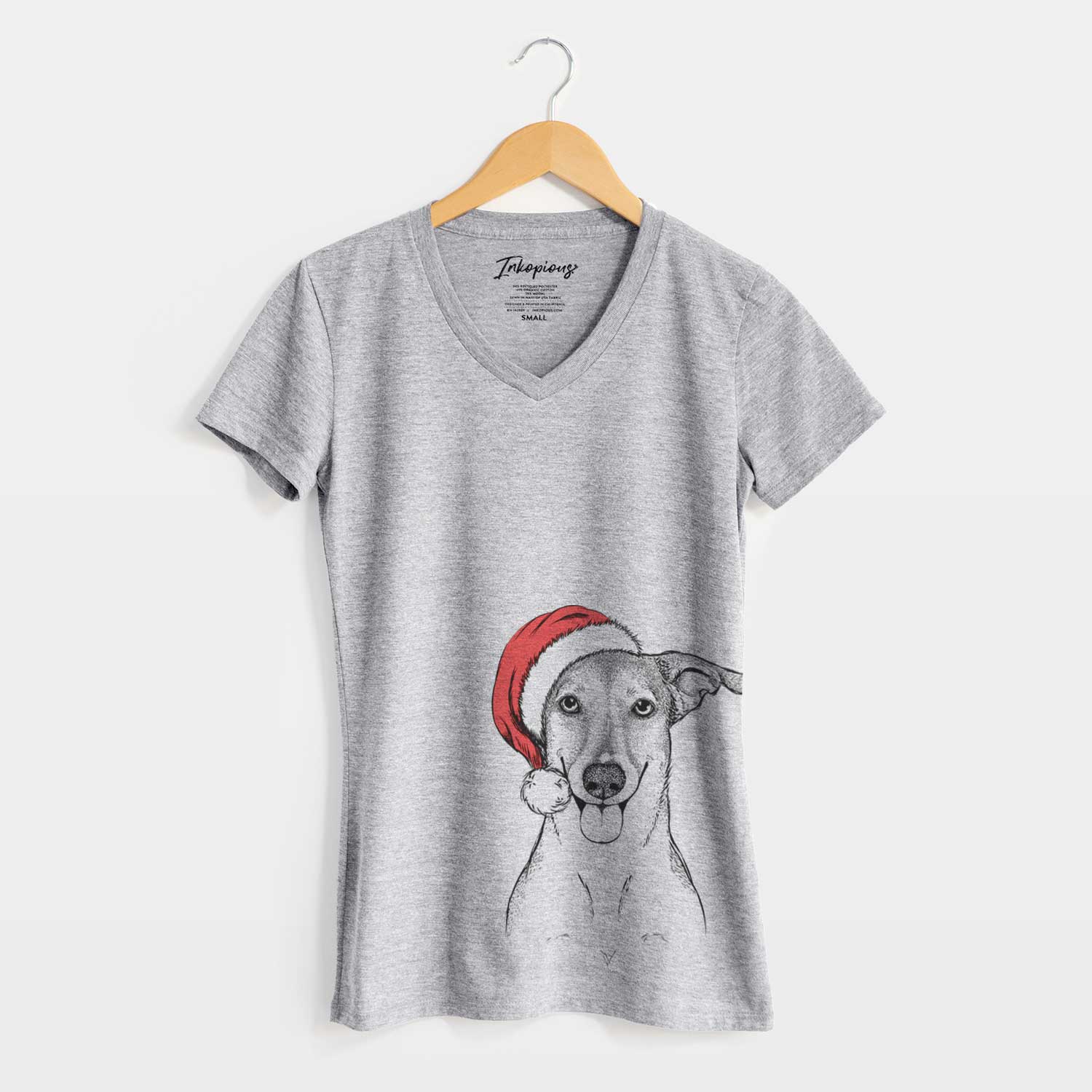Santa Phoebe the Corgi Mix - Women's V-neck Shirt