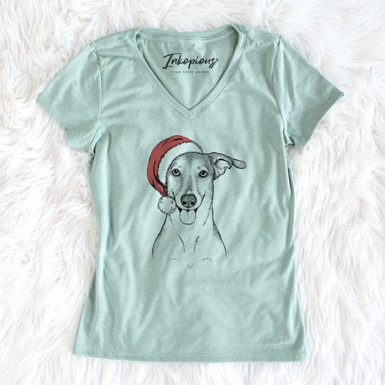 Santa Phoebe the Corgi Mix - Women's V-neck Shirt
