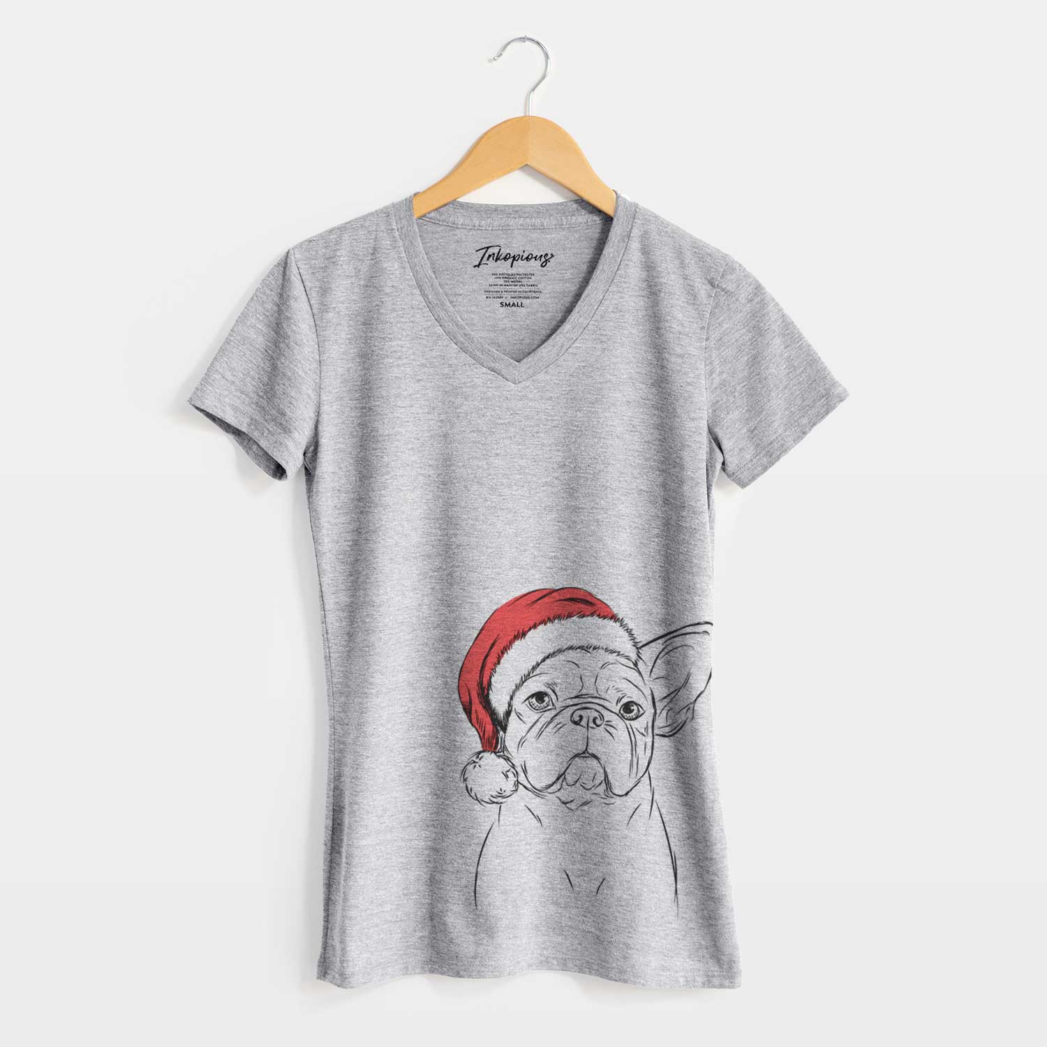 Santa Pierre the French Bulldog - Women's V-neck Shirt