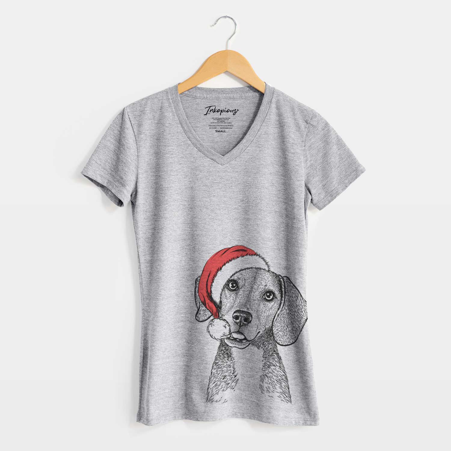 Santa Piggy the Beagle Mix - Women's V-neck Shirt