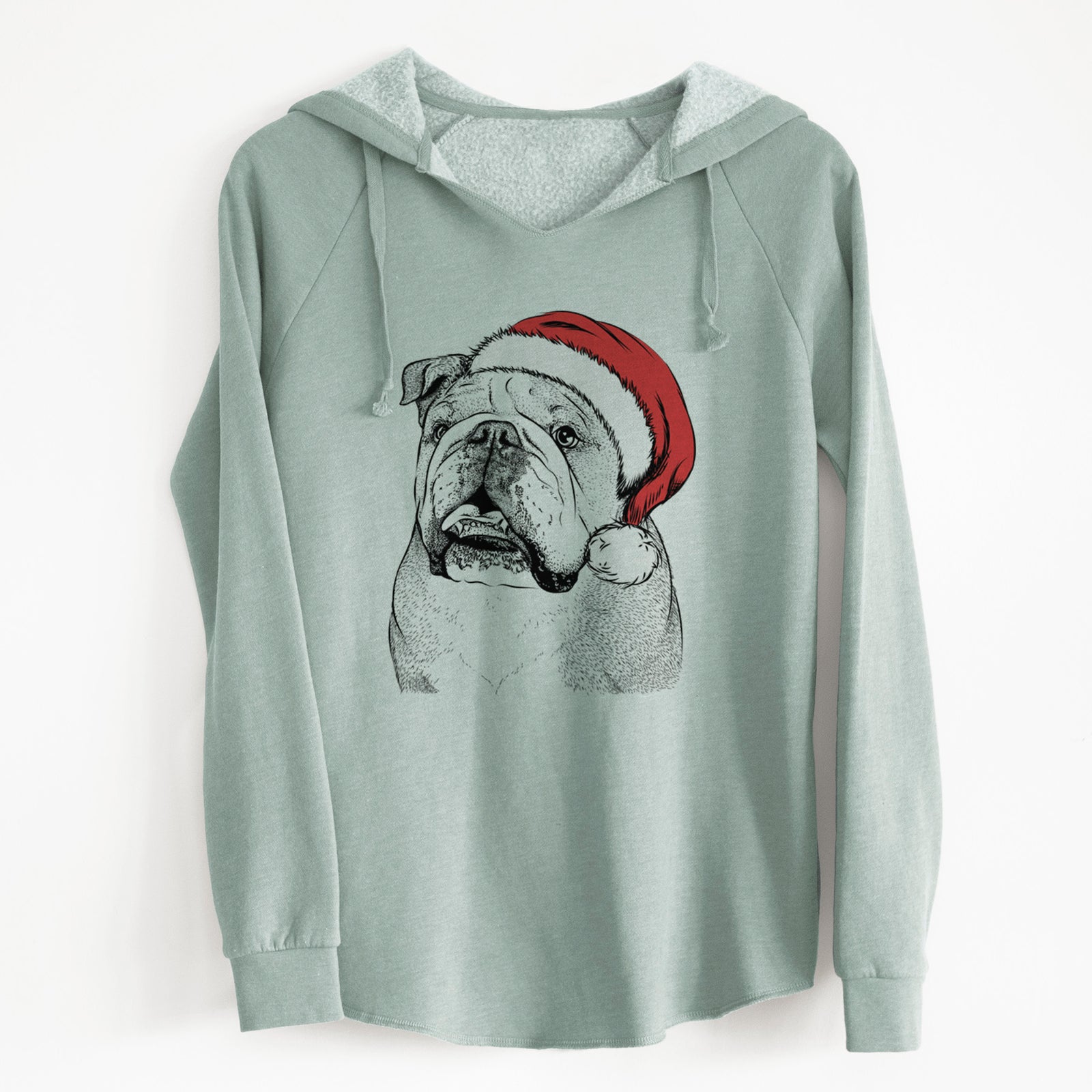 Santa Piggy the English Bulldog - Cali Wave Hooded Sweatshirt