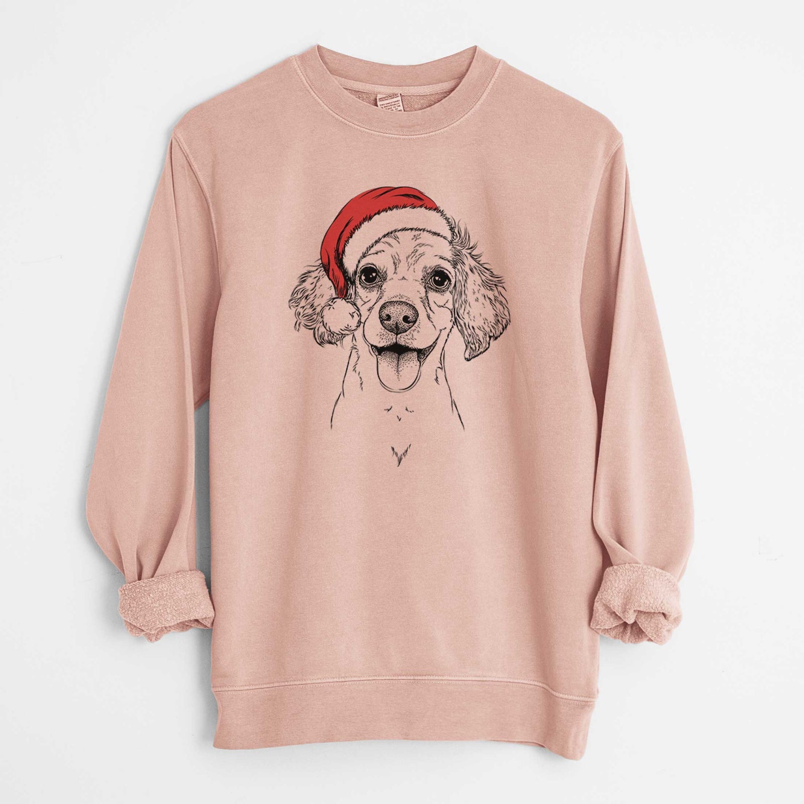 Santa Piglet the Dachshund Mix - Unisex Pigment Dyed Crew Sweatshirt