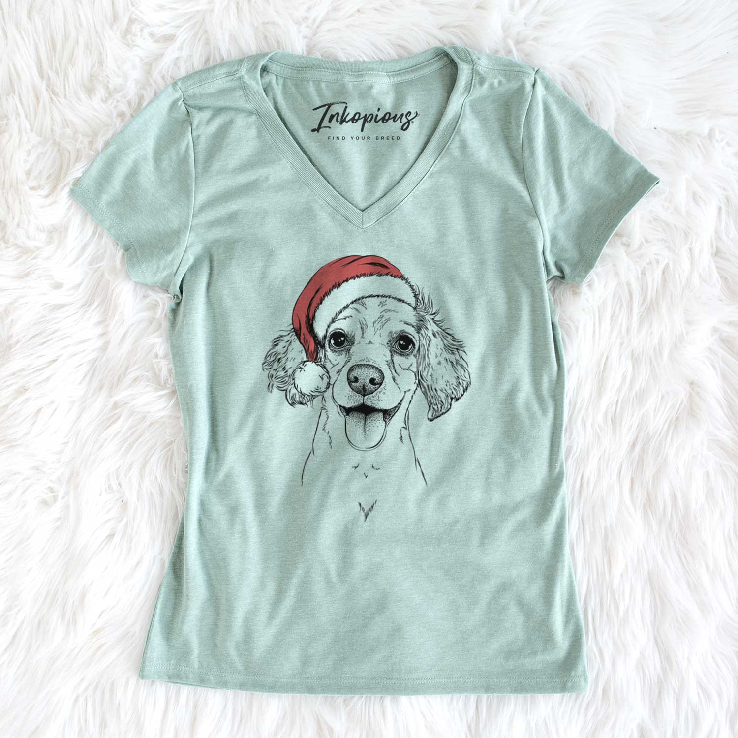 Santa Piglet the Dachshund Mix - Women's V-neck Shirt