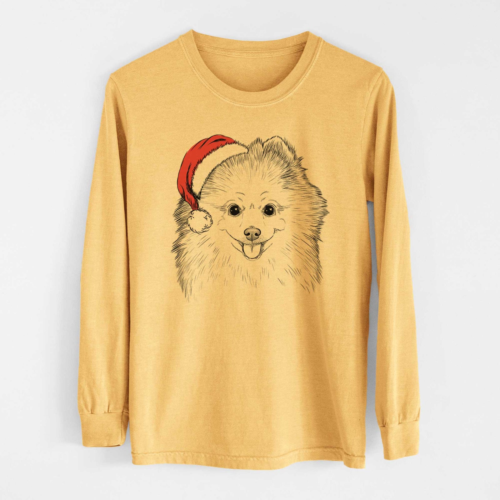 Santa Piper Jo the Pomeranian - Heavyweight 100% Cotton Long Sleeve
