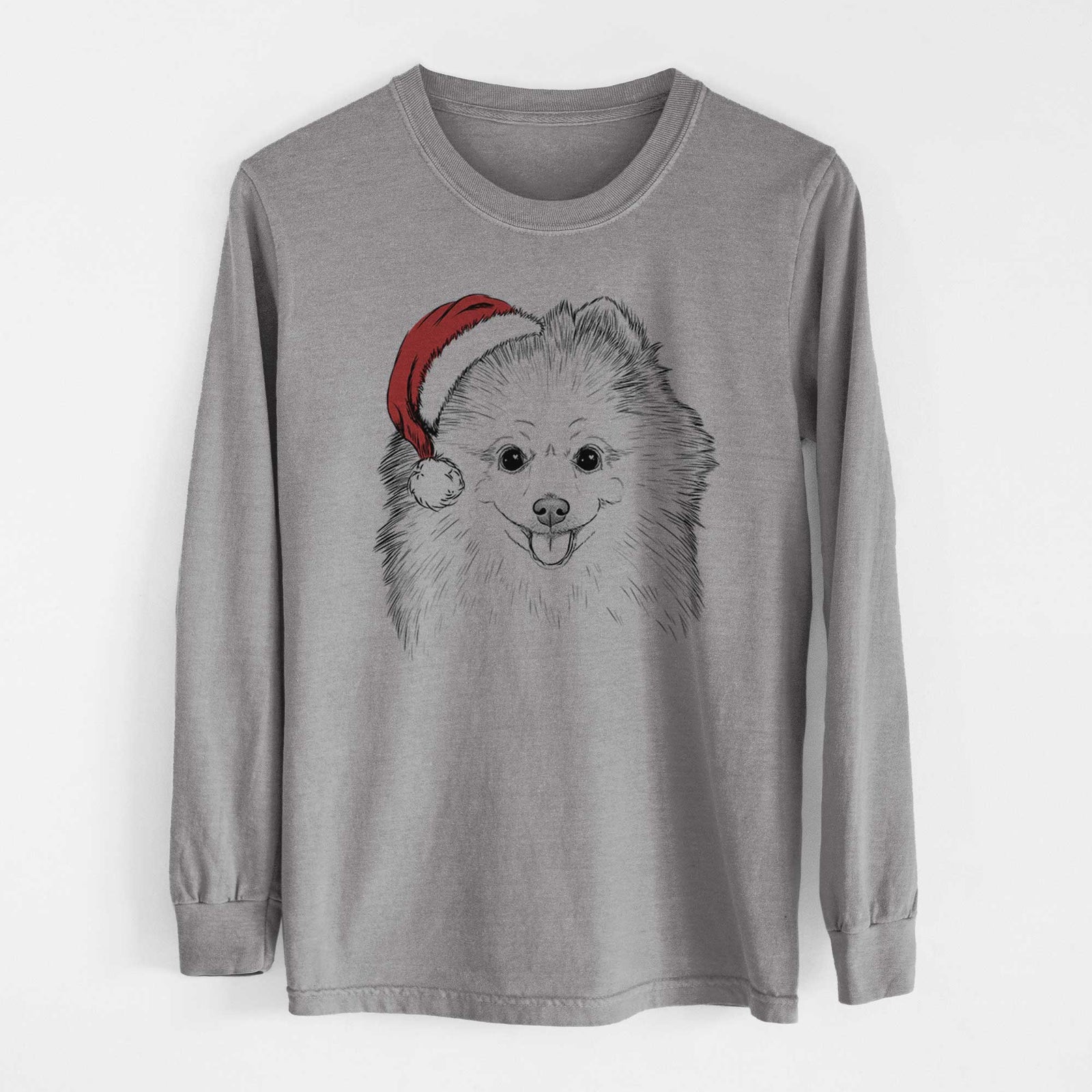 Santa Piper Jo the Pomeranian - Heavyweight 100% Cotton Long Sleeve