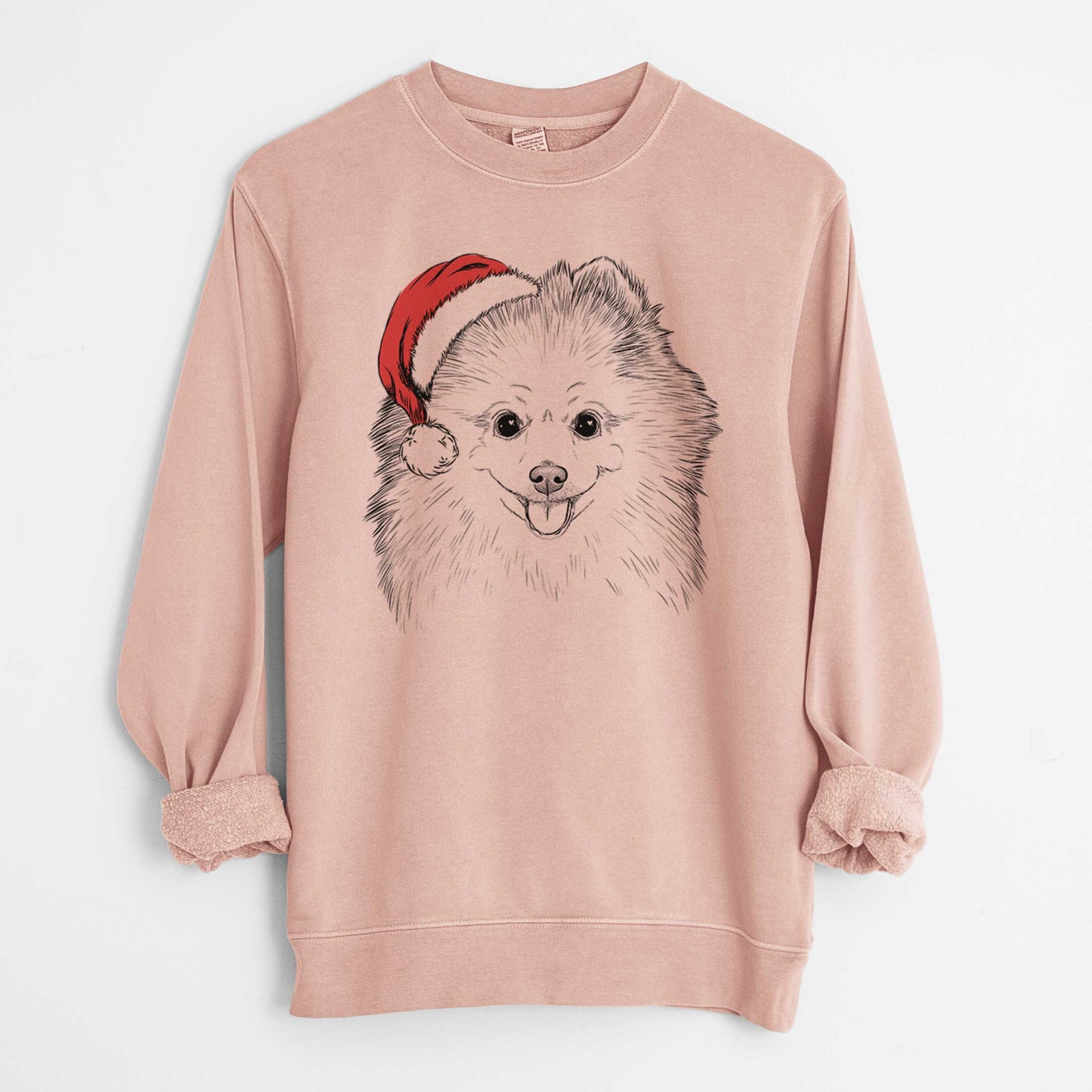 Santa Piper Jo the Pomeranian - Unisex Pigment Dyed Crew Sweatshirt