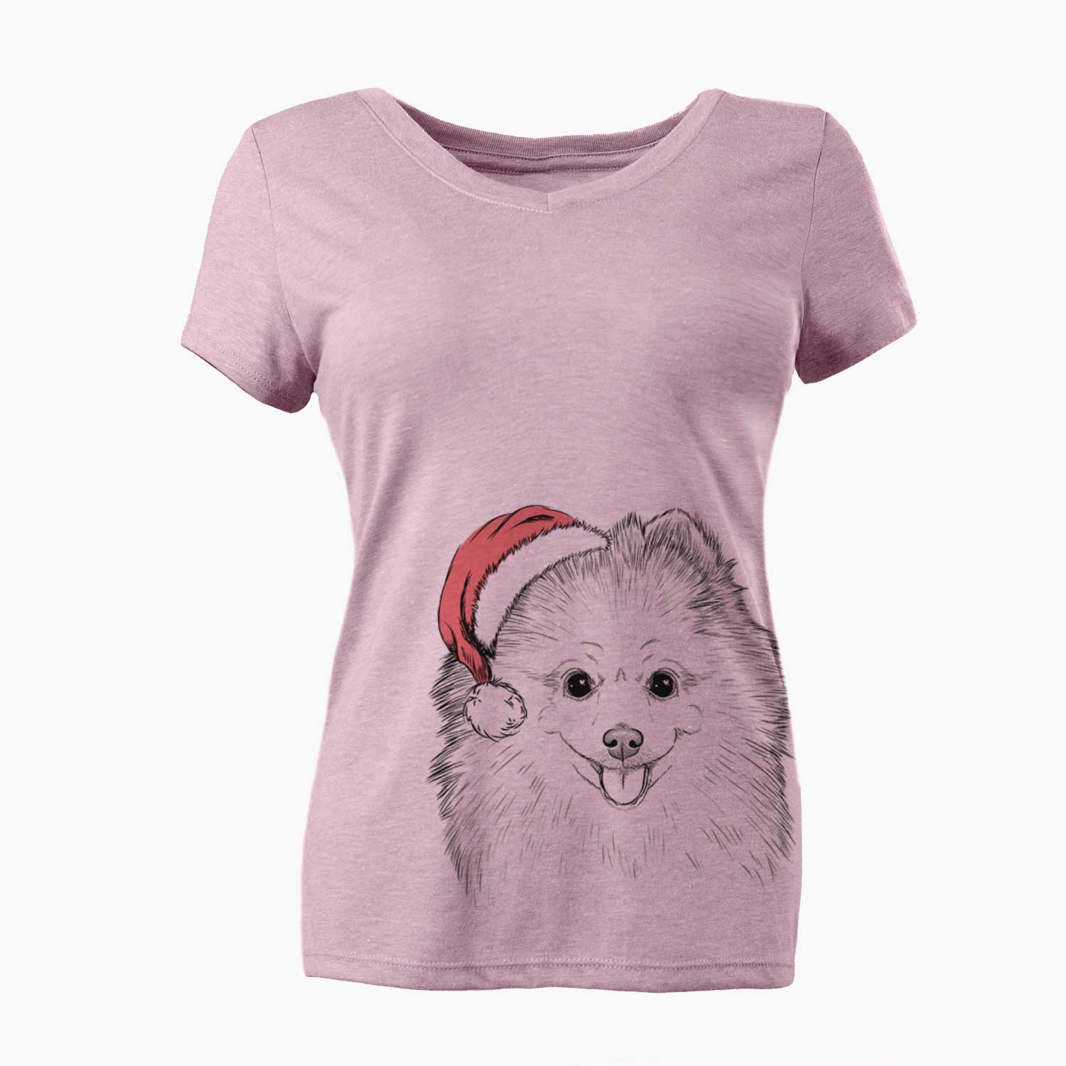 Santa Piper Jo the Pomeranian - Women's V-neck Shirt