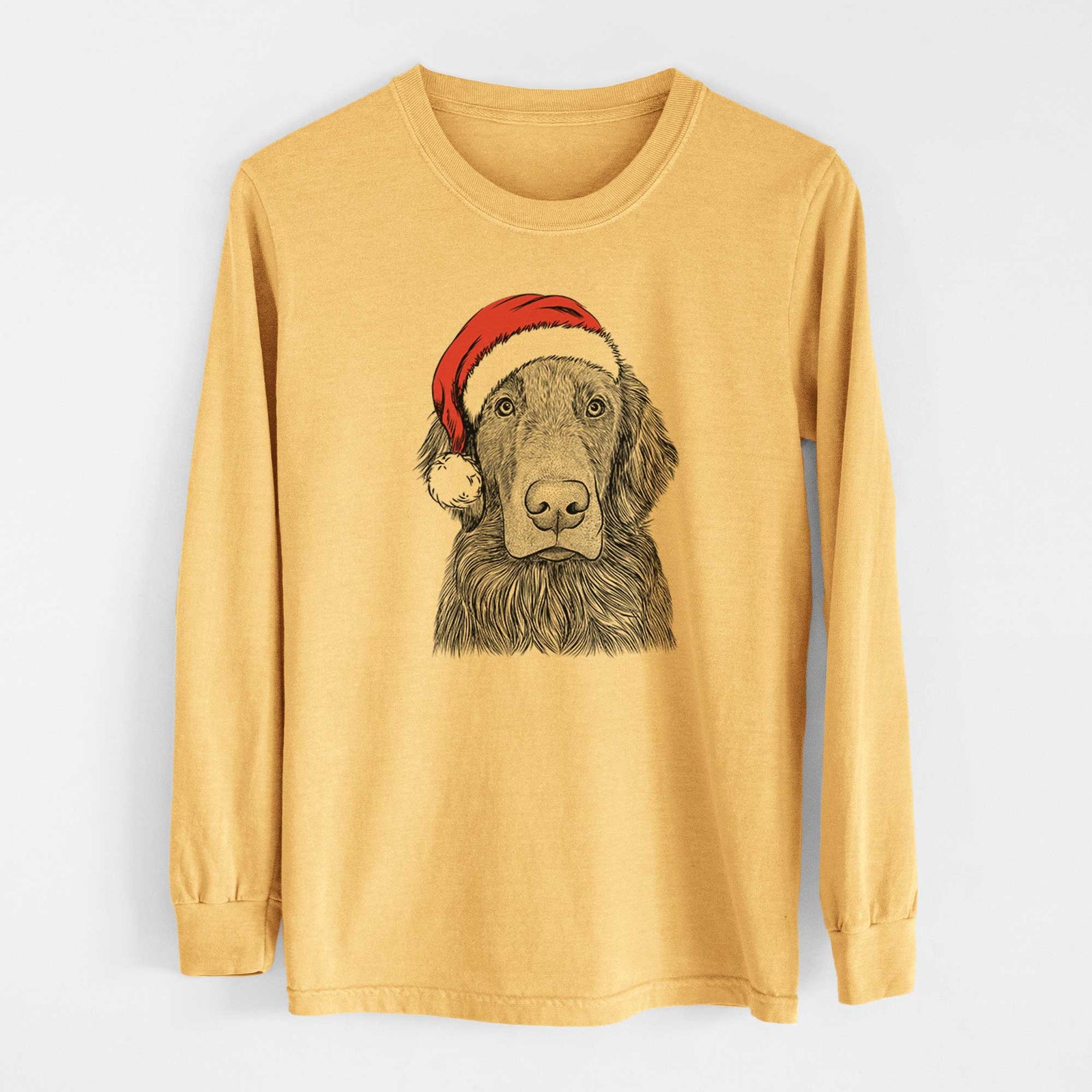 Santa Pippin the Flat Coated Retriever - Heavyweight 100% Cotton Long Sleeve