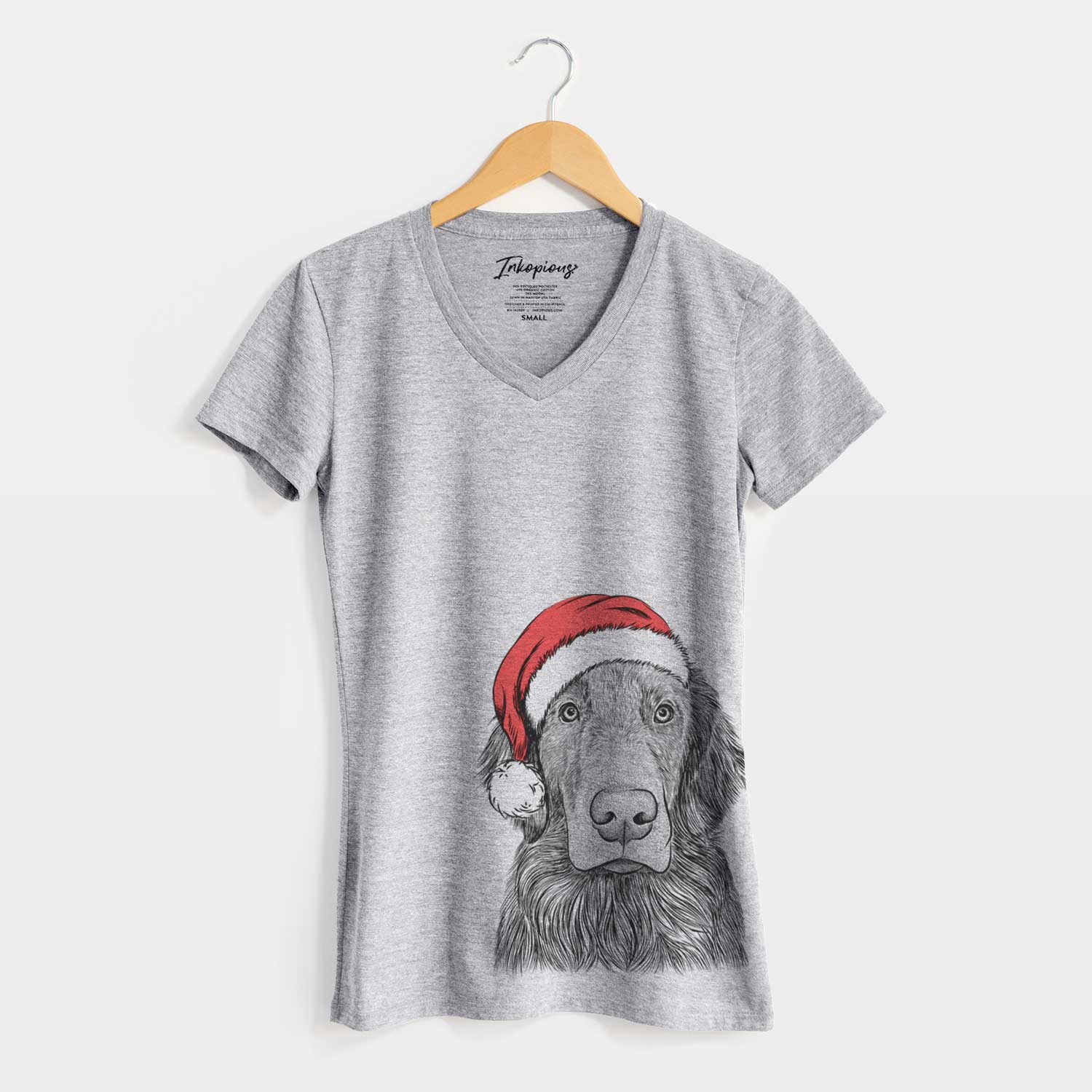 Santa Pippin the Flat Coated Retriever - Women's V-neck Shirt