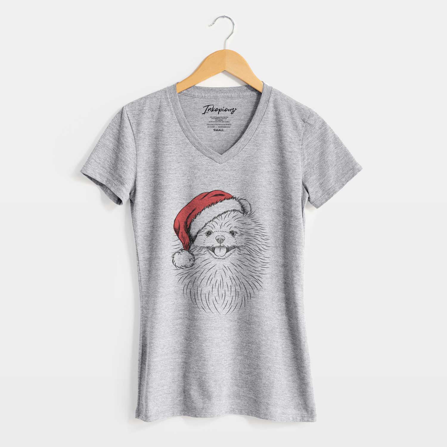 Santa Pirro the Pomeranian - Women's V-neck Shirt