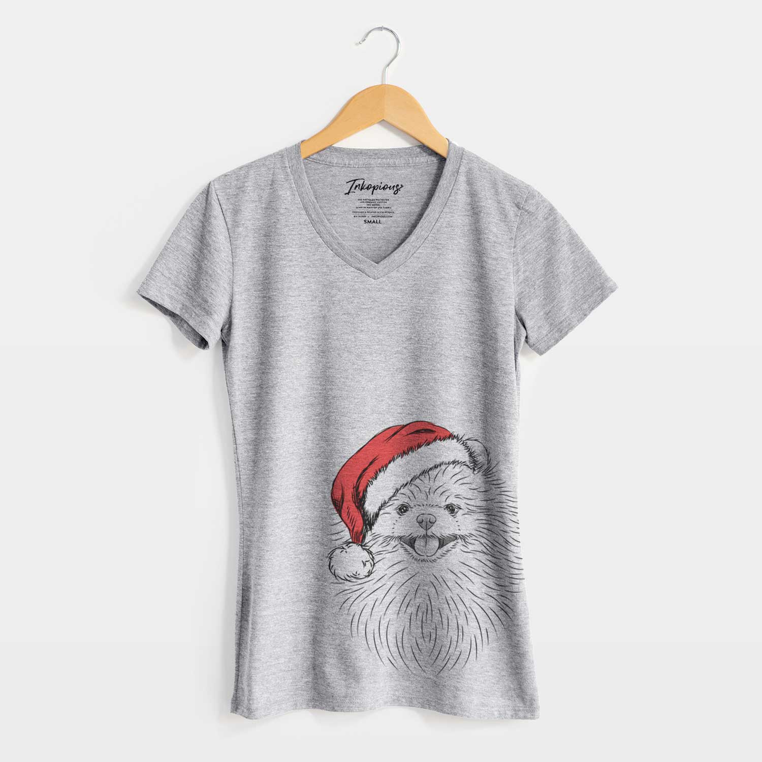 Santa Pirro the Pomeranian - Women's V-neck Shirt