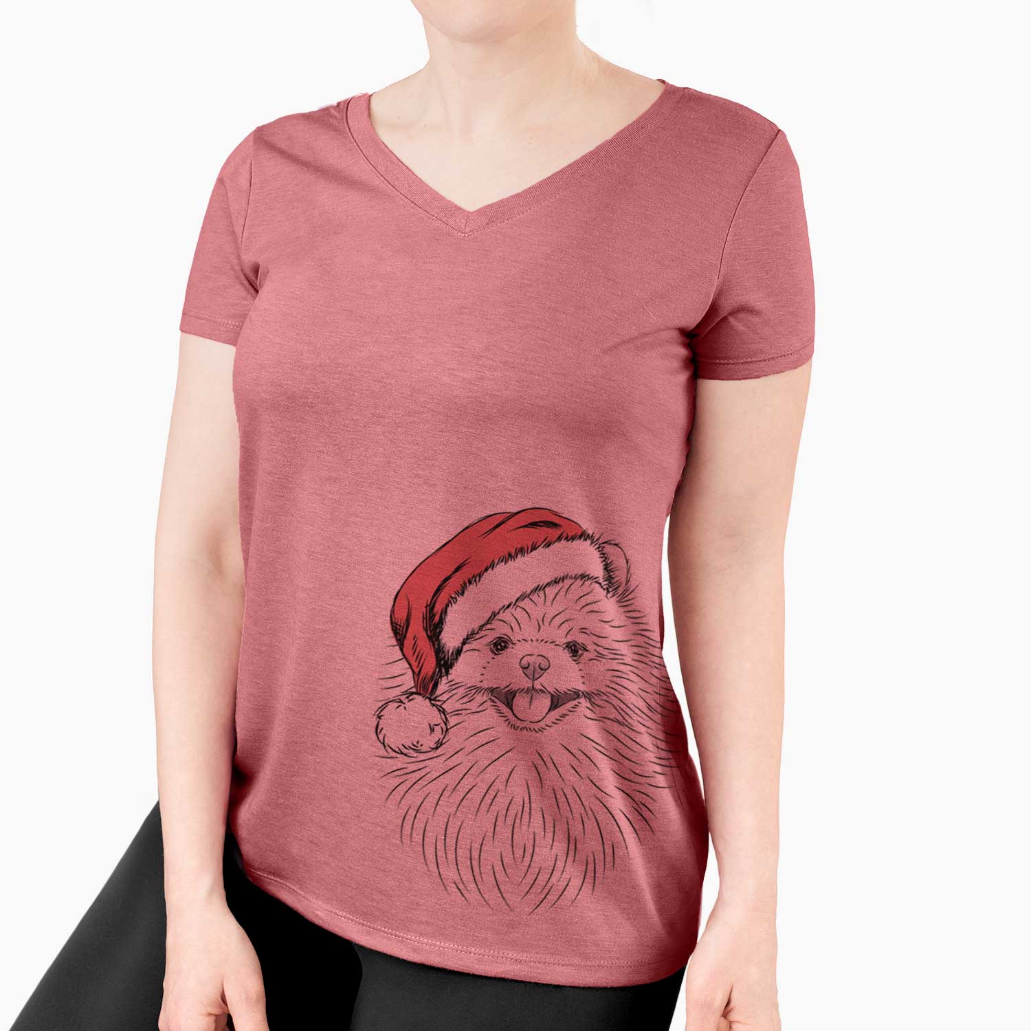 Santa Pirro the Pomeranian - Women's V-neck Shirt