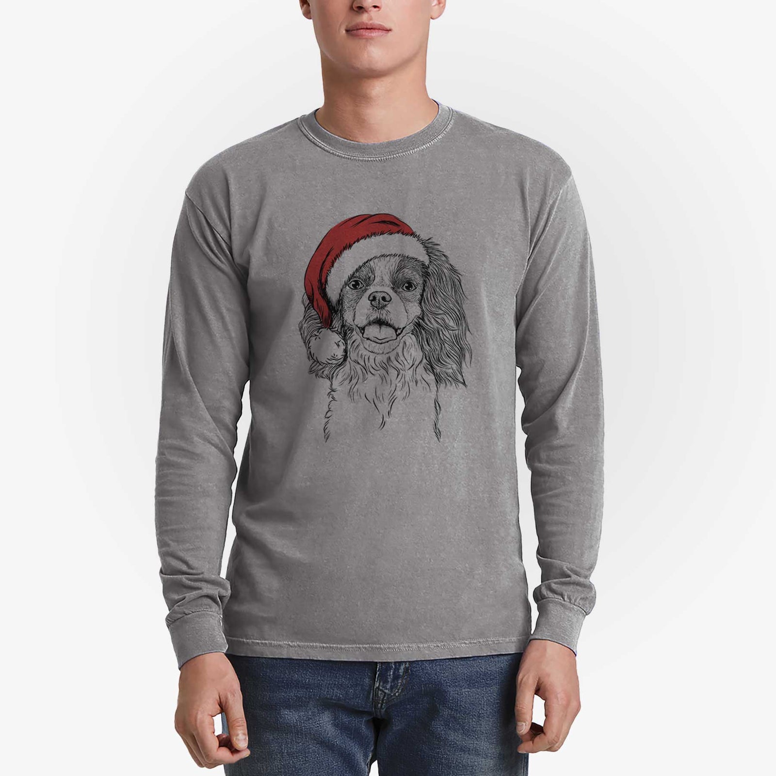 Santa Poppy the Cavalier King Charles Spaniel - Heavyweight 100% Cotton Long Sleeve