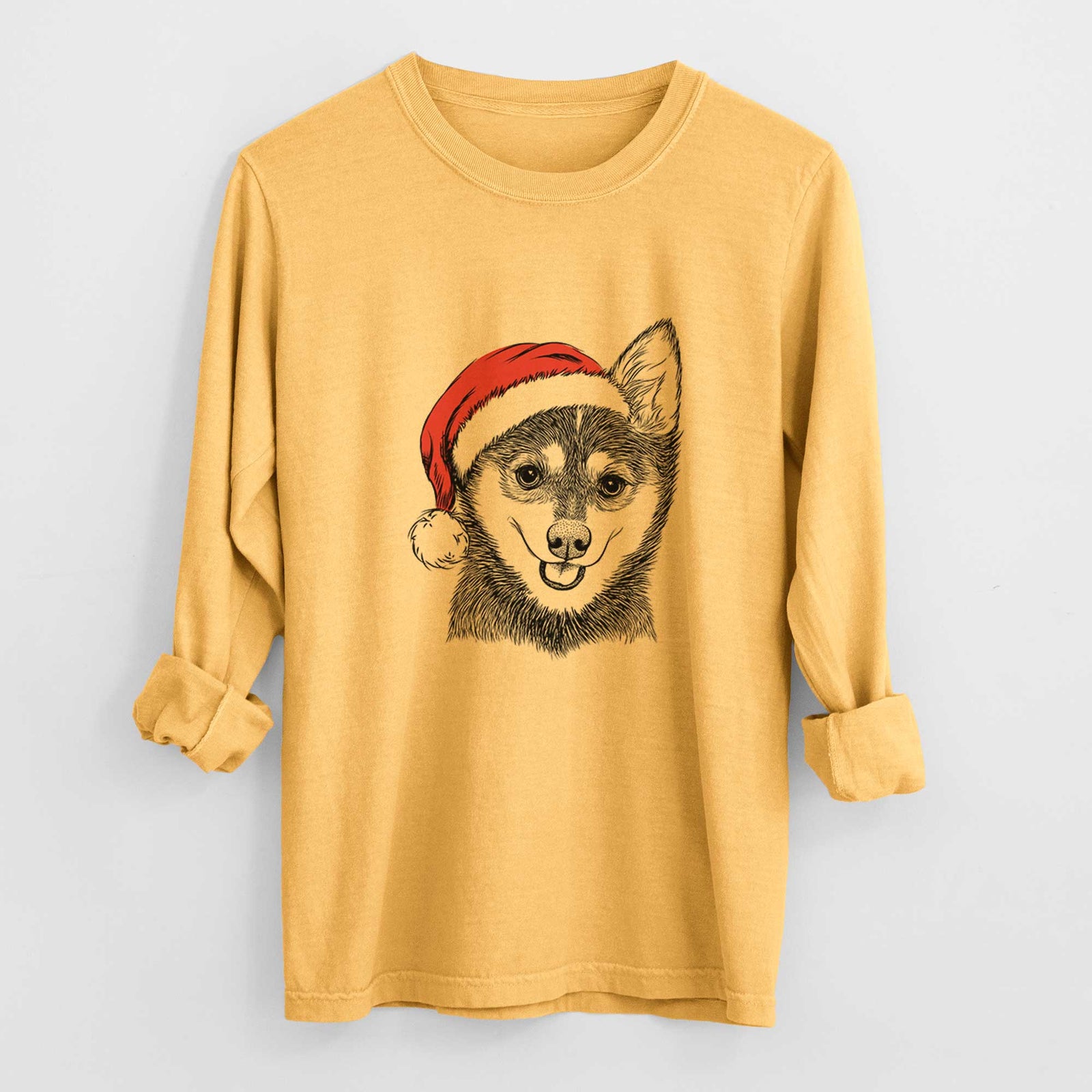 Santa Posey the Alaskan Klee Kai - Heavyweight 100% Cotton Long Sleeve