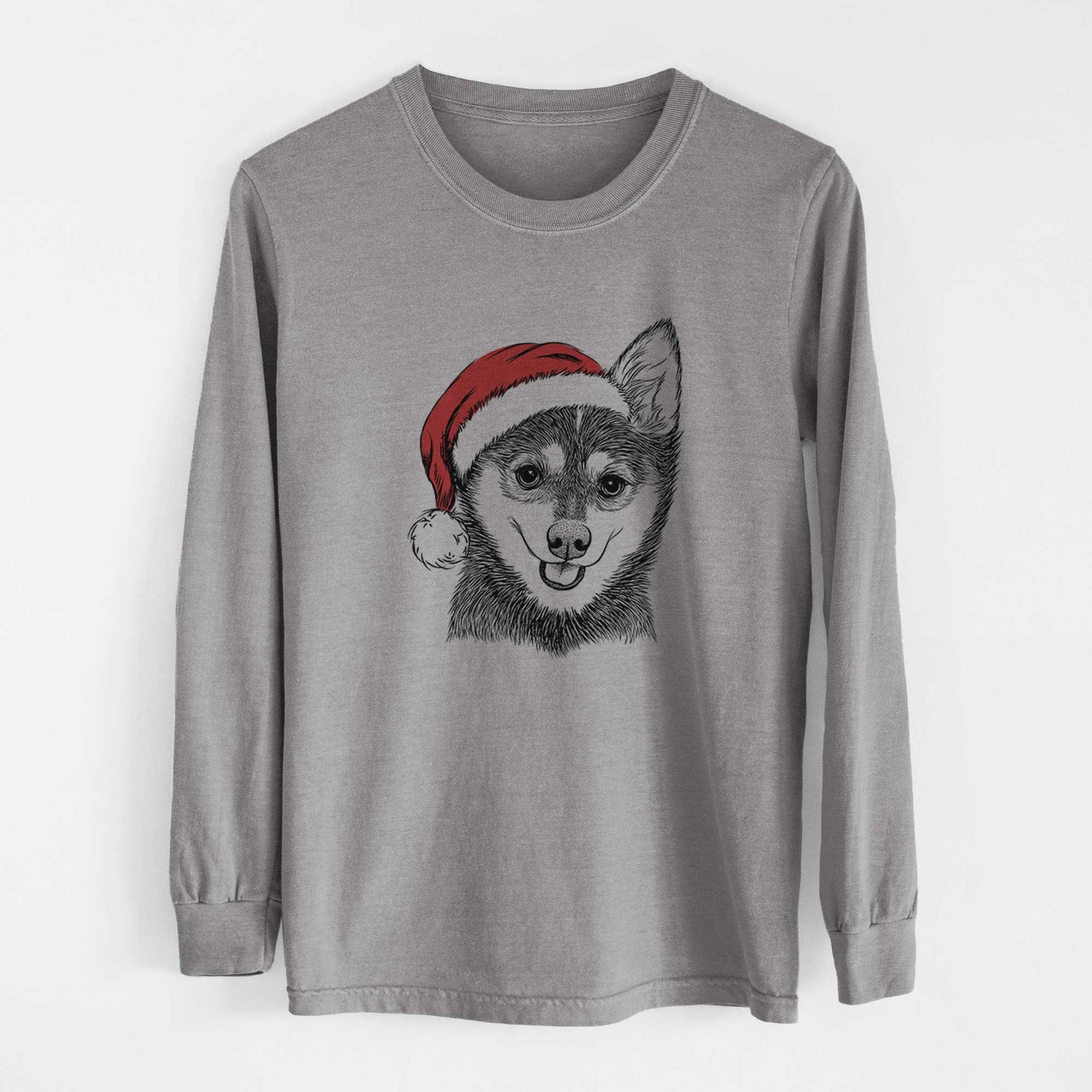 Santa Posey the Alaskan Klee Kai - Heavyweight 100% Cotton Long Sleeve