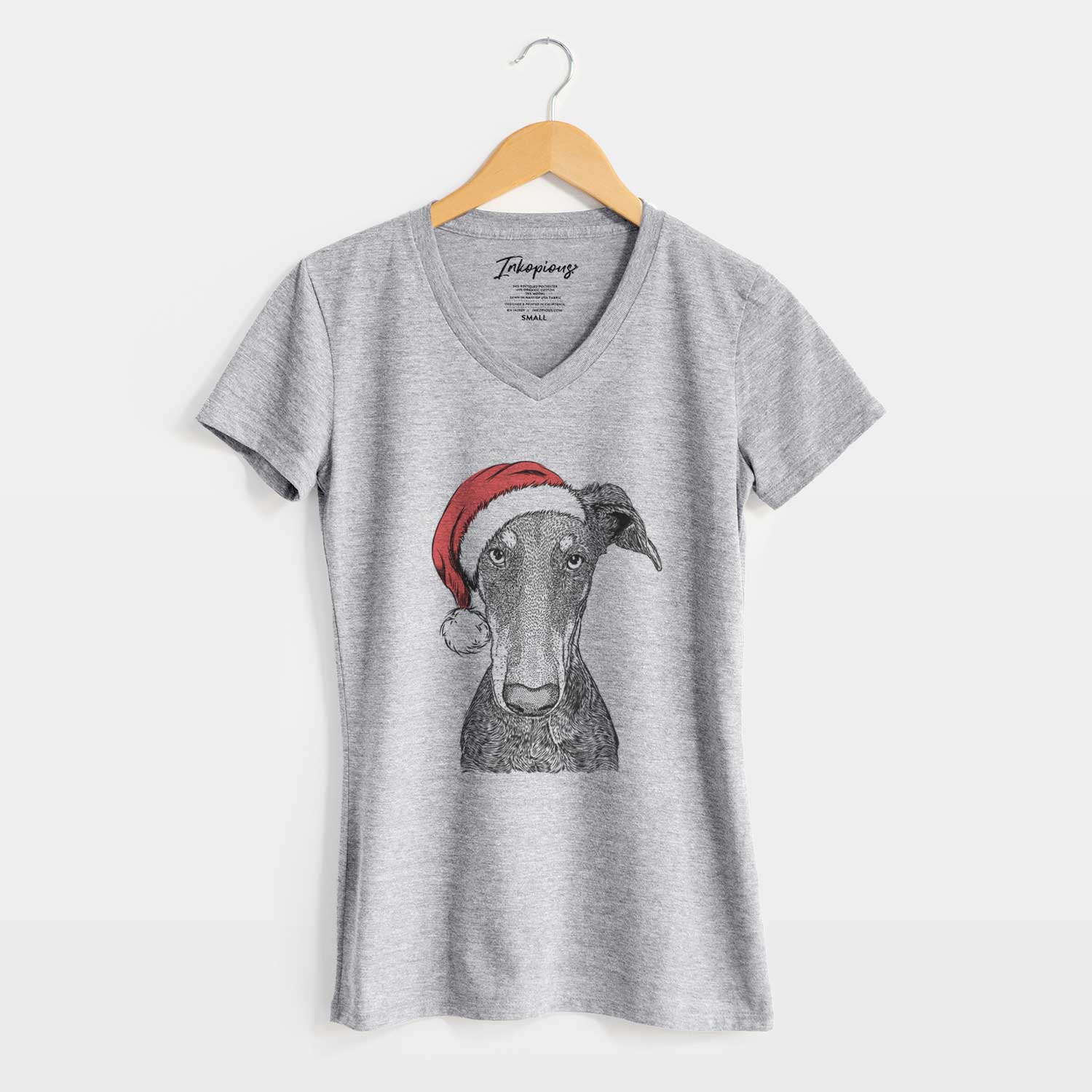 Santa Princess Fiona the Doberman Pinscher - Women's V-neck Shirt