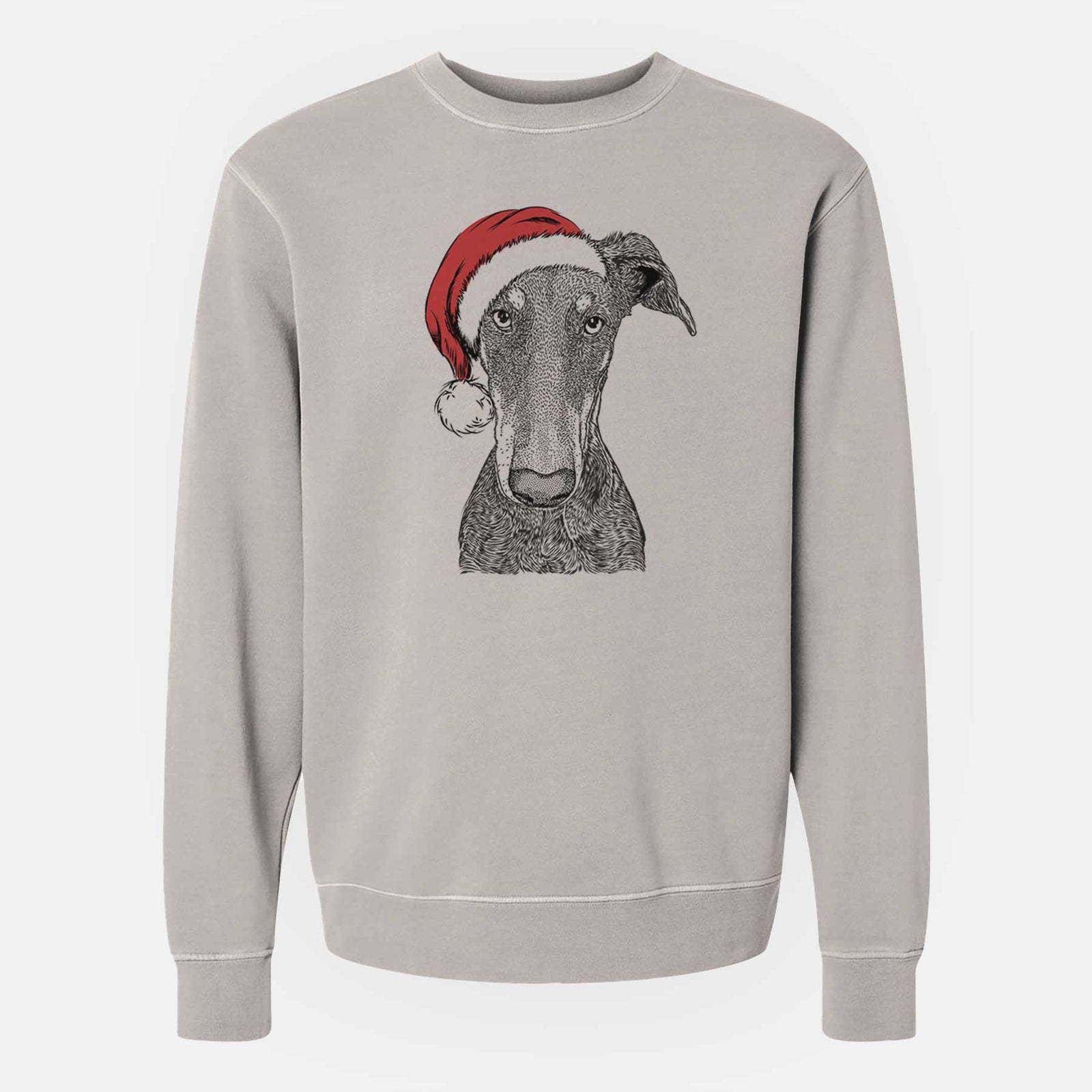 Santa Princess Fiona the Doberman Pinscher - Unisex Pigment Dyed Crew Sweatshirt