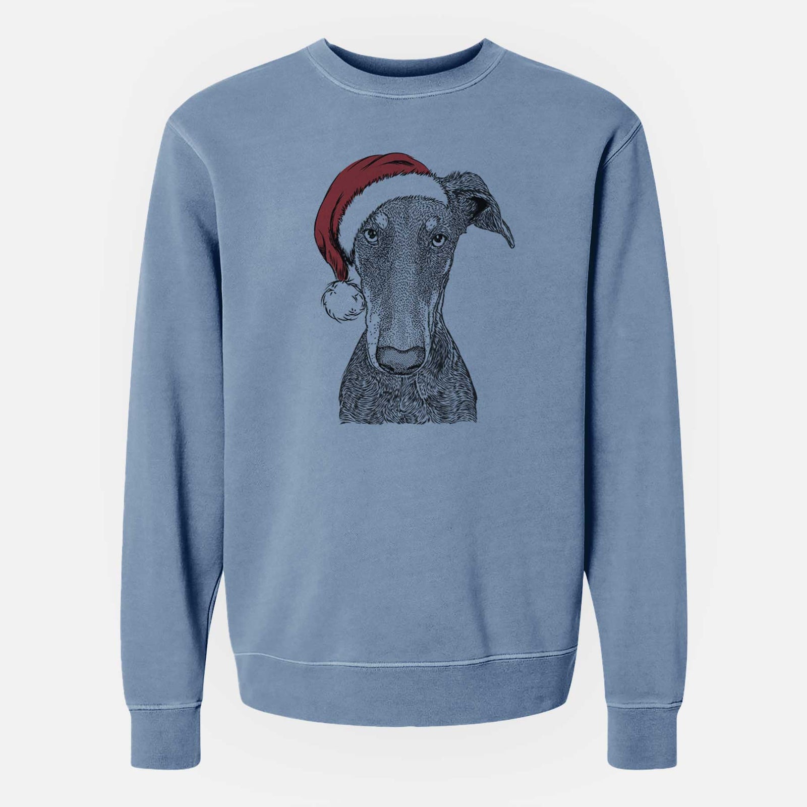 Santa Princess Fiona the Doberman Pinscher - Unisex Pigment Dyed Crew Sweatshirt