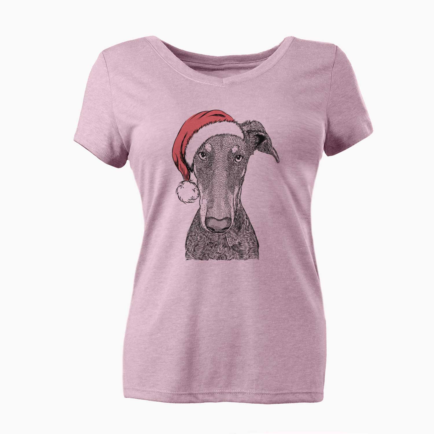 Santa Princess Fiona the Doberman Pinscher - Women's V-neck Shirt
