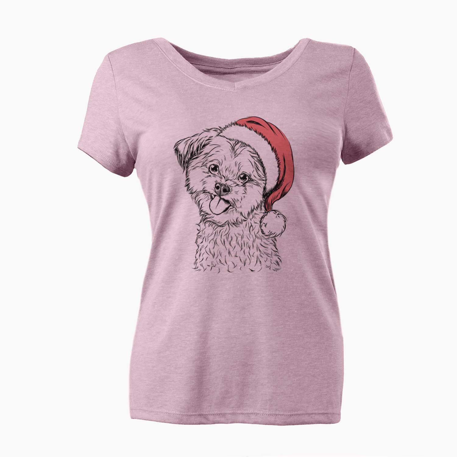 Santa Puff the Malshi - Women's V-neck Shirt