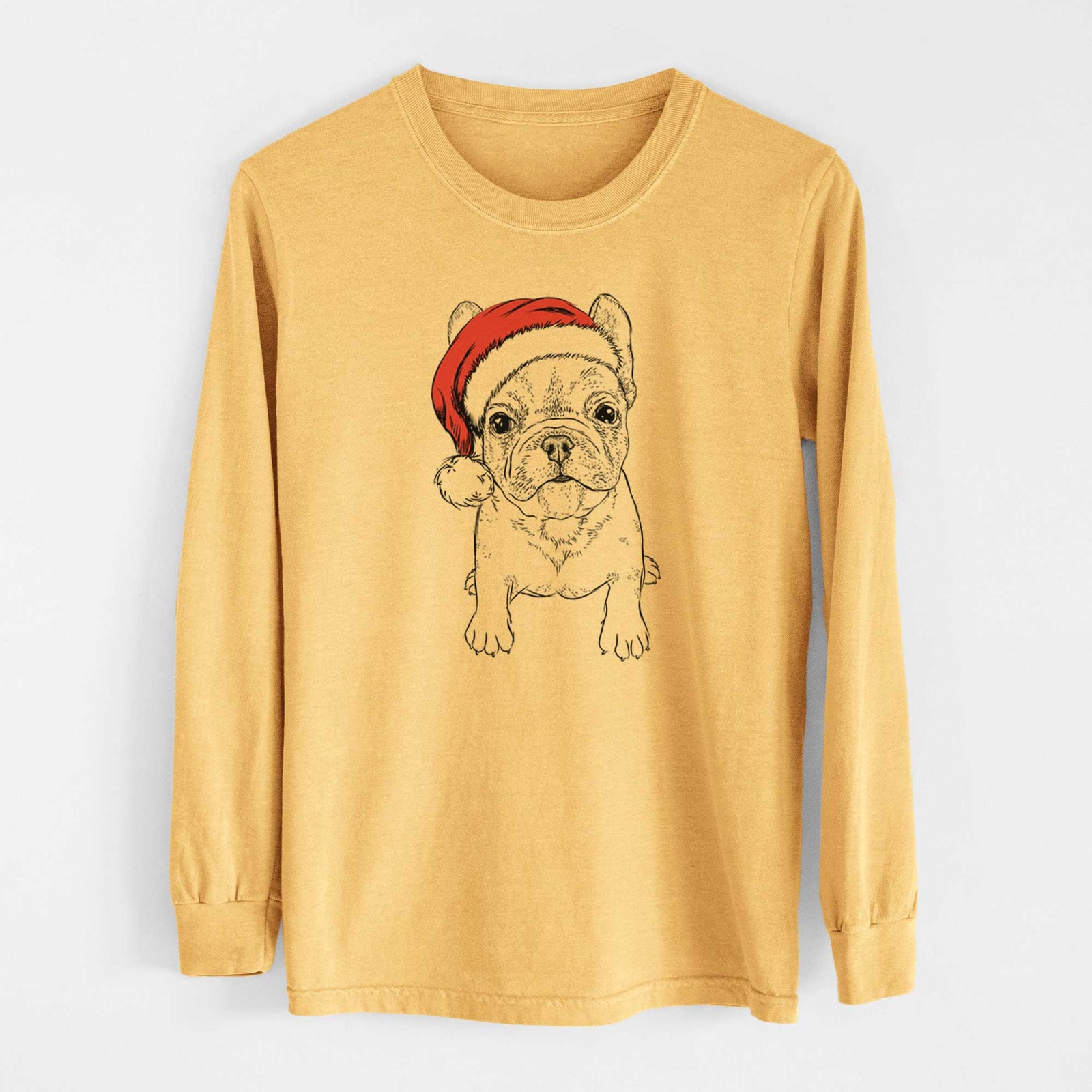 Santa Puppy Pierre the French Bulldog - Heavyweight 100% Cotton Long Sleeve
