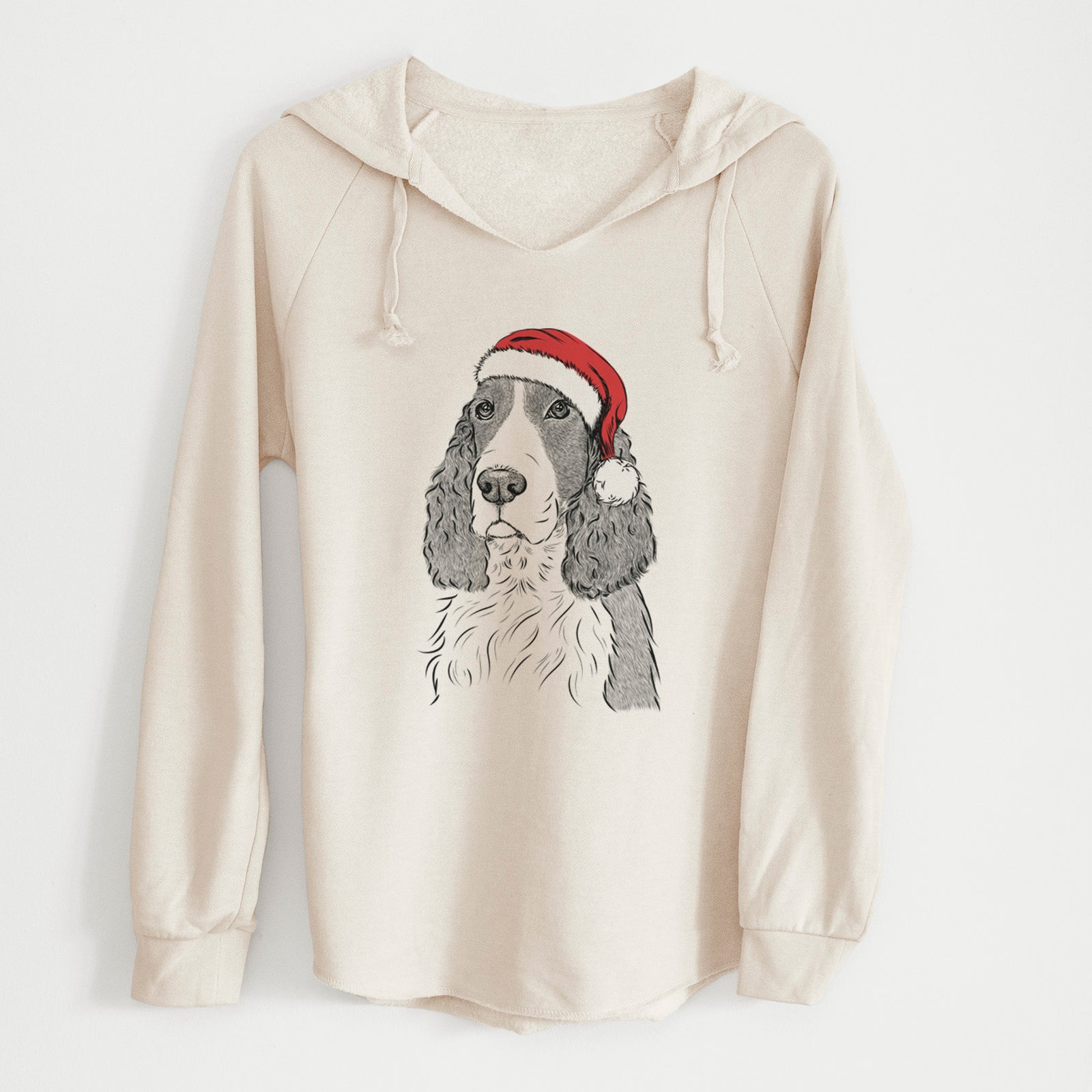Santa Quincy the English Springer Spaniel - Cali Wave Hooded Sweatshirt