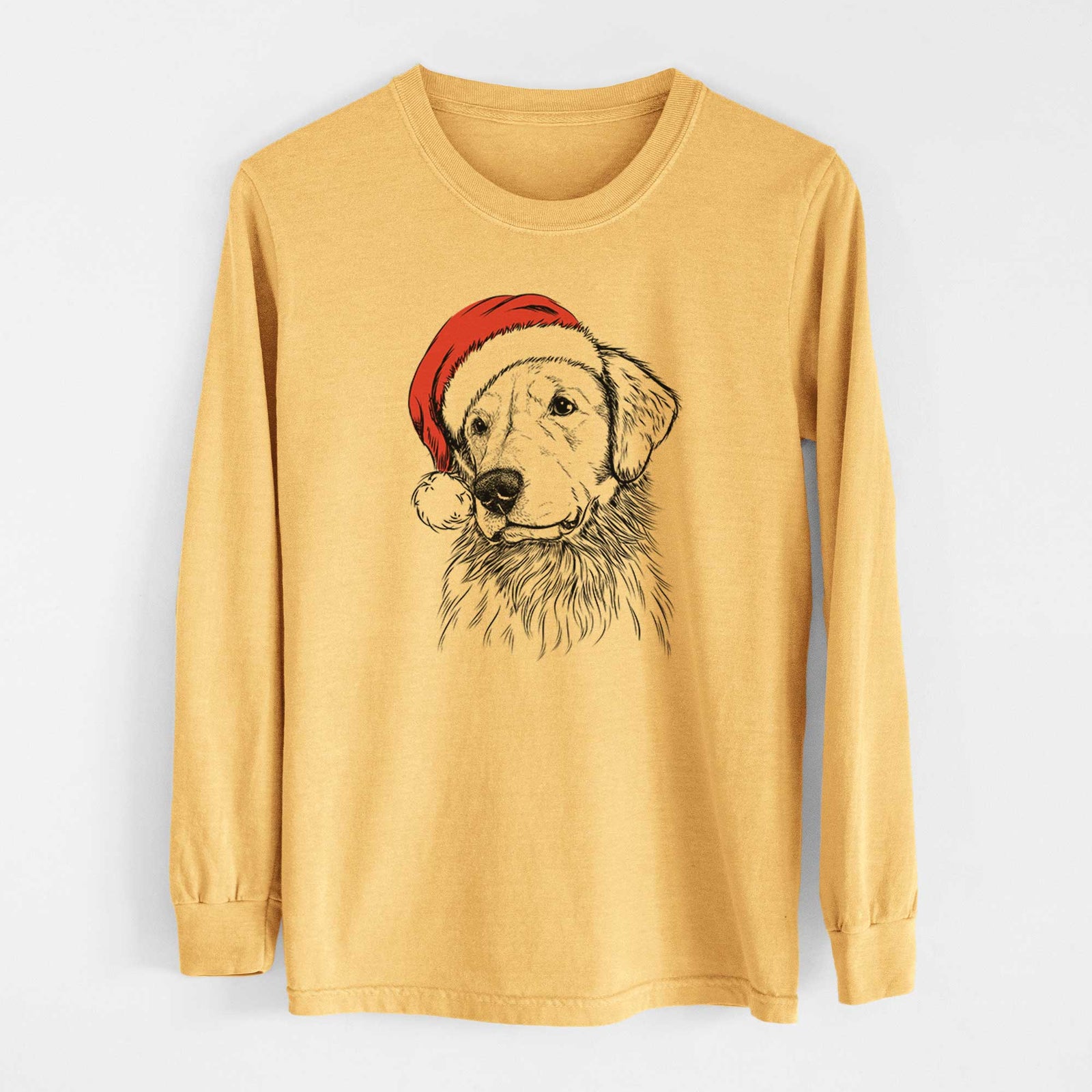 Santa Quinn the Golden Retriever - Heavyweight 100% Cotton Long Sleeve