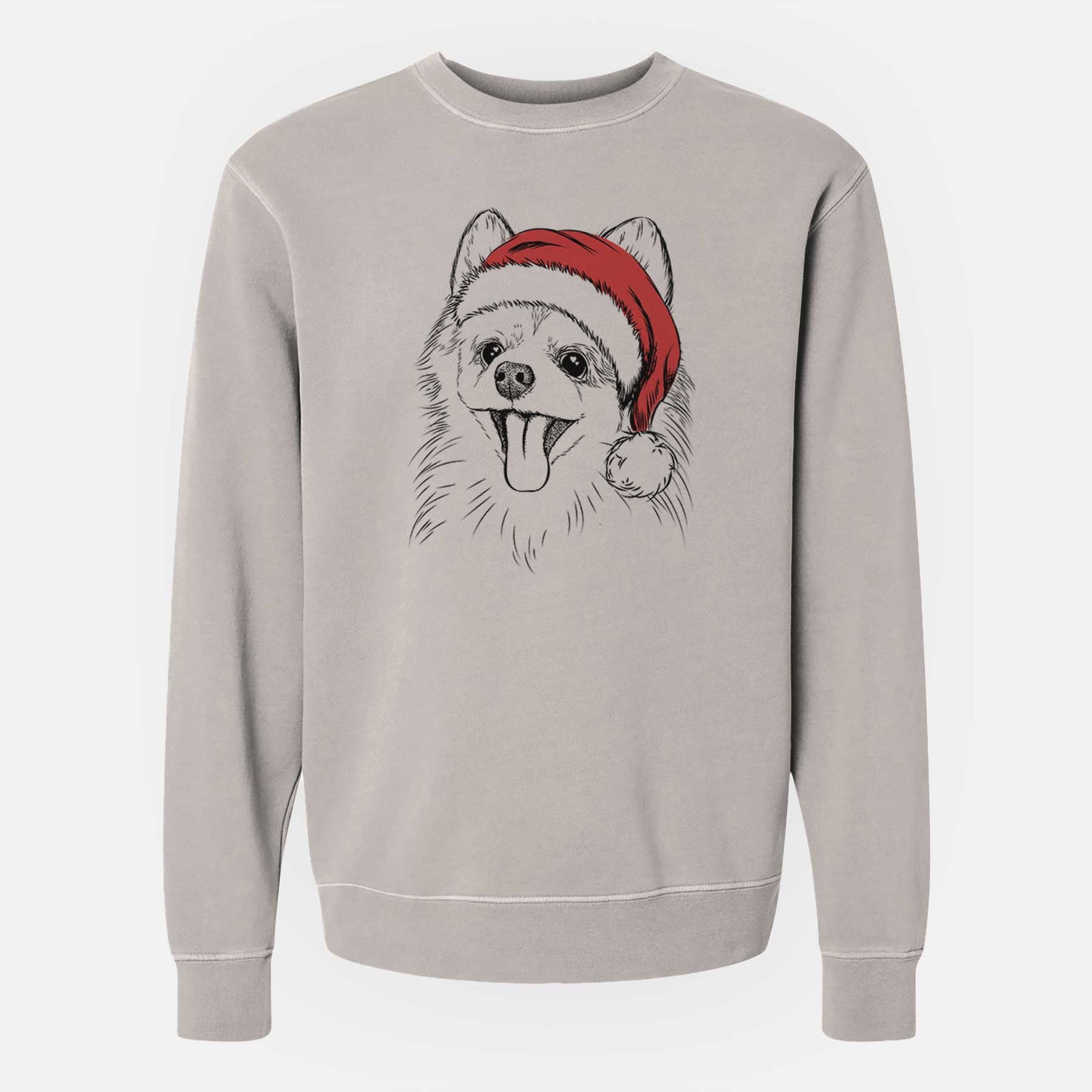 Santa Quinn the Pomeranian - Unisex Pigment Dyed Crew Sweatshirt