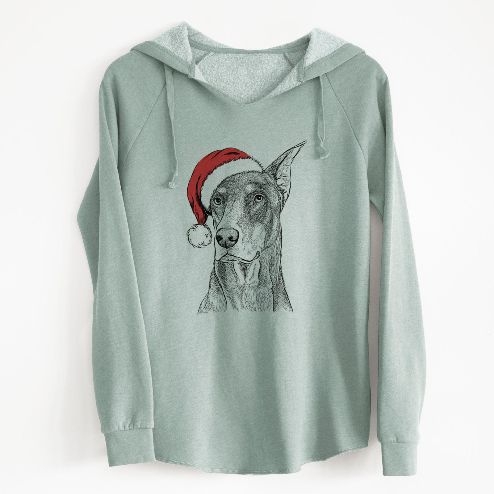 Santa RJ the Doberman Pinscher - Cali Wave Hooded Sweatshirt