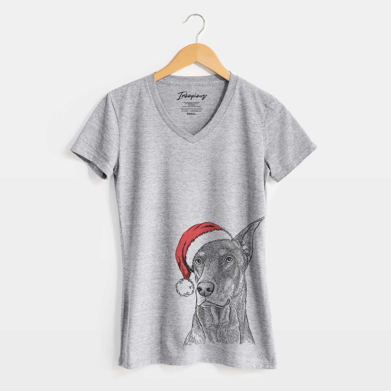 Santa RJ the Doberman Pinscher - Women's V-neck Shirt