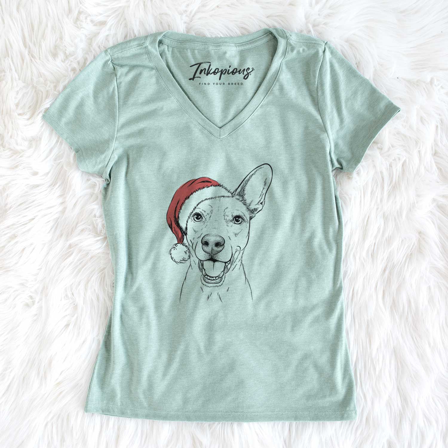 Santa Radar the Pitbull Mix - Women's V-neck Shirt