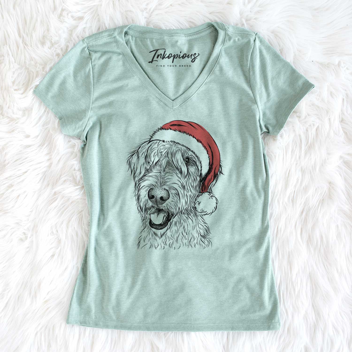 Santa Ragnar the Irish Wolfhound - Women's V-neck Shirt