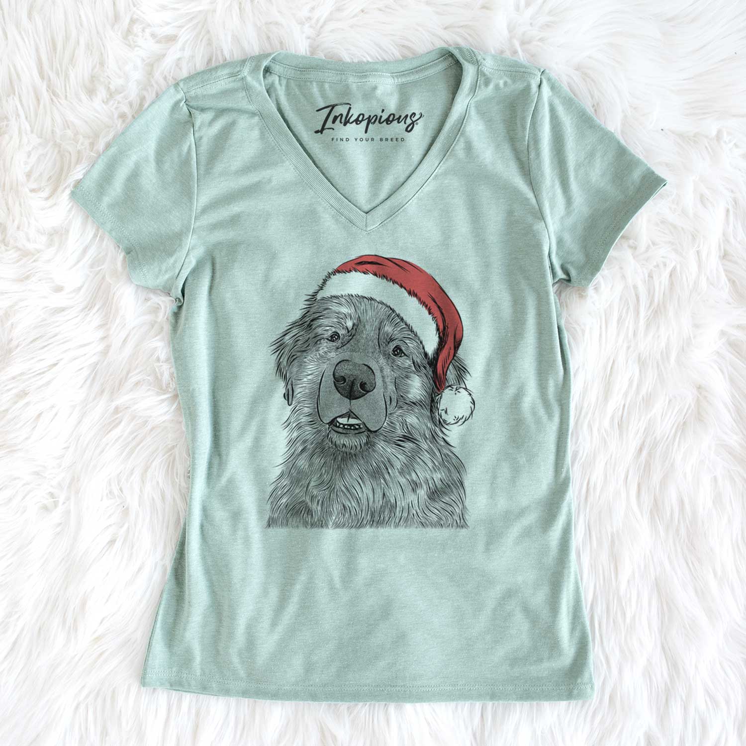 Santa Ralph the Leonberger - Women's V-neck Shirt
