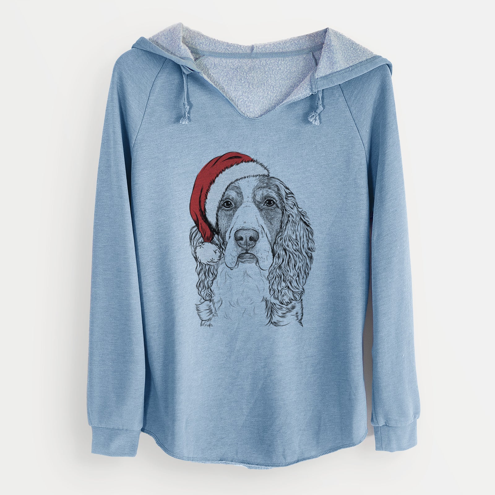 Santa Red the English Springer Spaniel - Cali Wave Hooded Sweatshirt