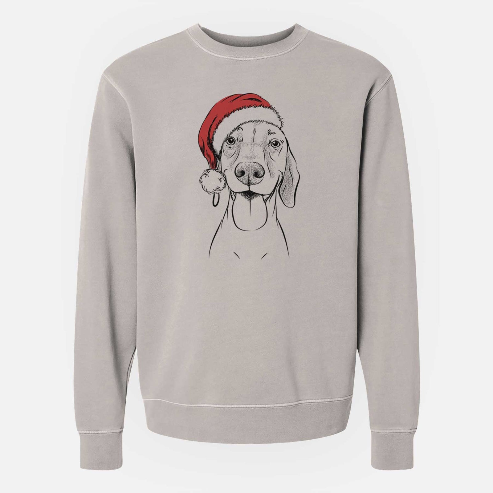 Santa Remington the Vizsla - Unisex Pigment Dyed Crew Sweatshirt